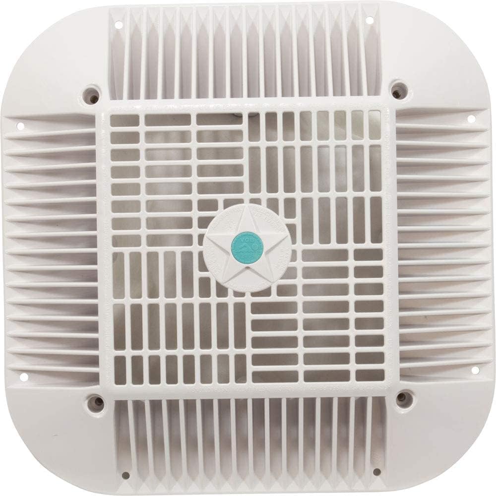 AquaStar 14" Square Anti-Entrapment Suction Outlet Cover for 9" Square Retrofits or New Construction, White 914101 - product image
