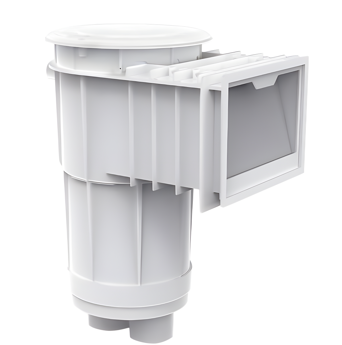 CMP Gunite Skimmer, White Body/ White Cover, ABS Body/ PVC Port with Round Cover, Dual Port, Standard Basket, Float Valve, 2" Socket | 25140-000-000N