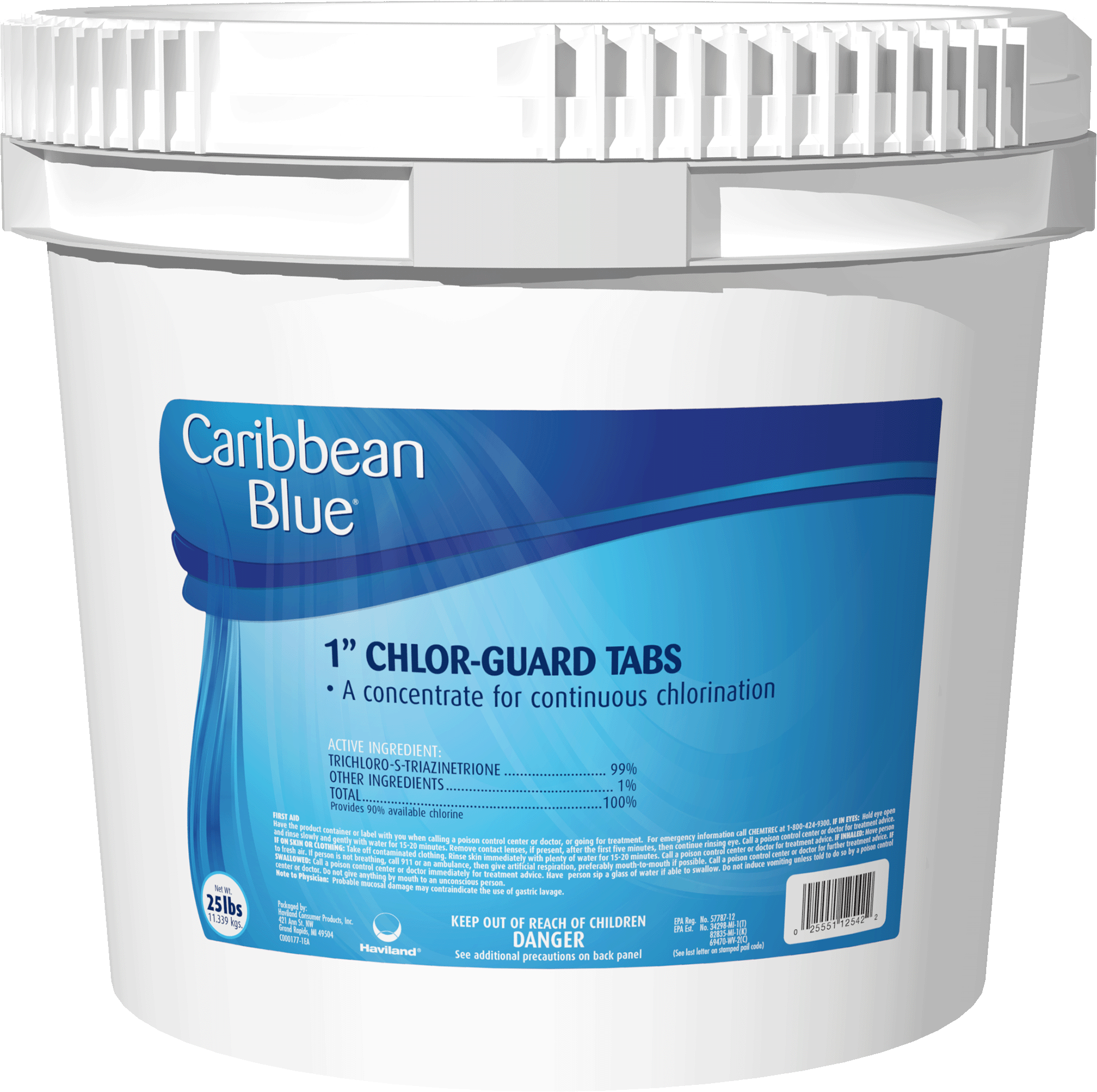 Caribbean Blue 1" Chlor-Guard Tabs, 10 lb Pail, 4/Case C002339-CS74C1 - product image