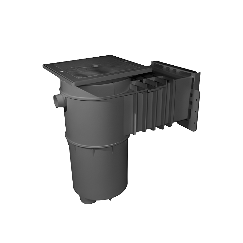 Hayward Vinyl/Fiberglass Auto-Skim Series Skimmer w/Outside Mount, 1-1/2" FPT, Square Cover, Dark Gray, Vinyl/Fiberglass SP10841OMDGR