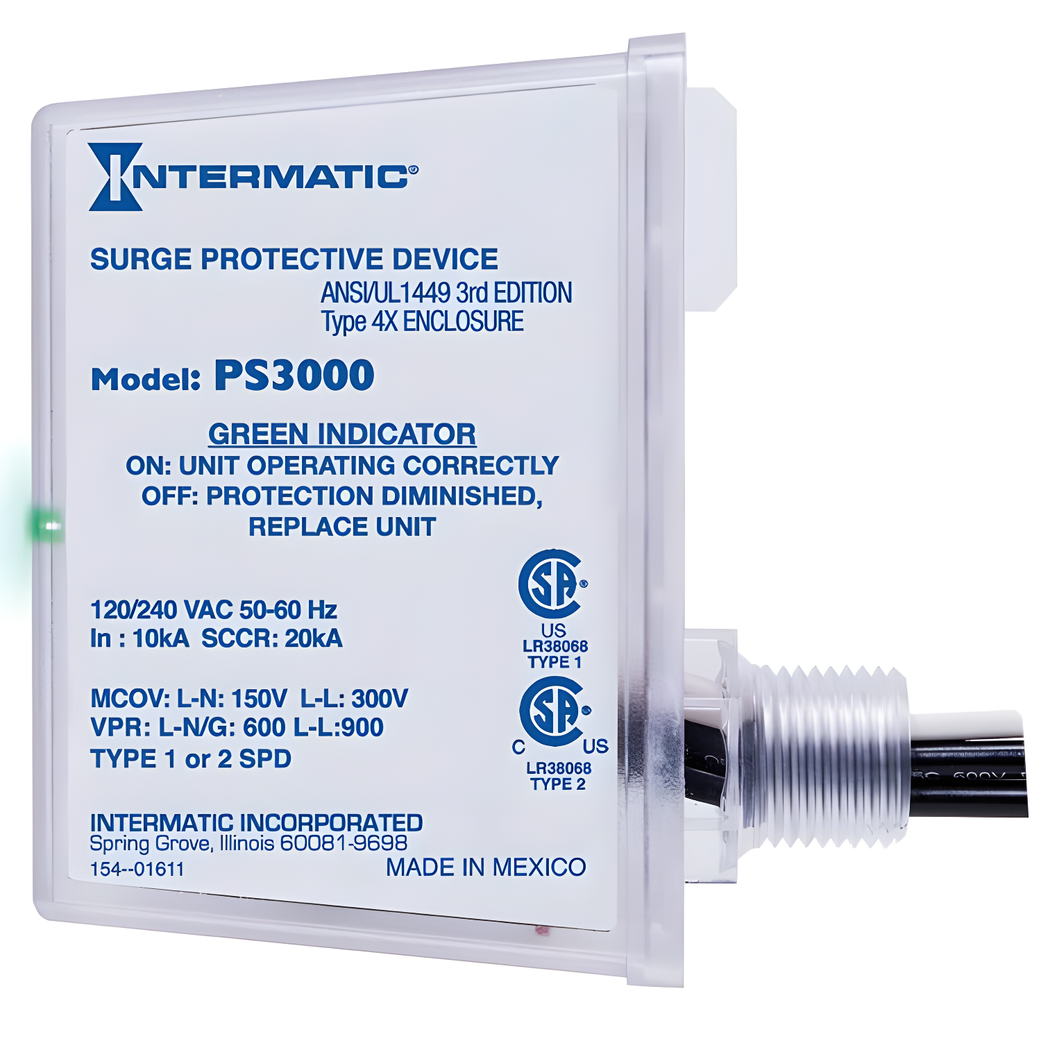 Intermatic Surge Protection Device 120/240V 4X Enclosure Intermatic Surge Protector PS3000 - product image