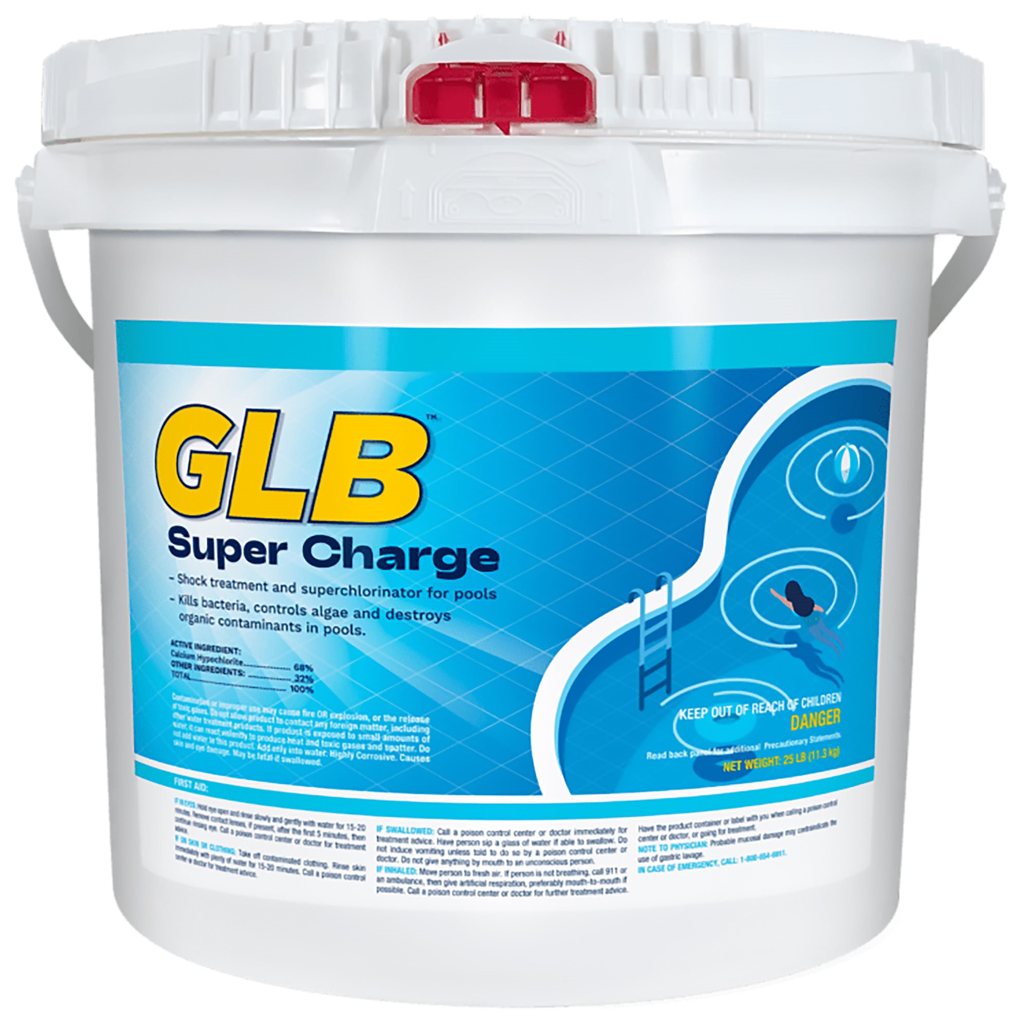 Glb Super Charge Cal Hypo Granular Chlorine Shock 25 lb Pail 71430 71430A - product image