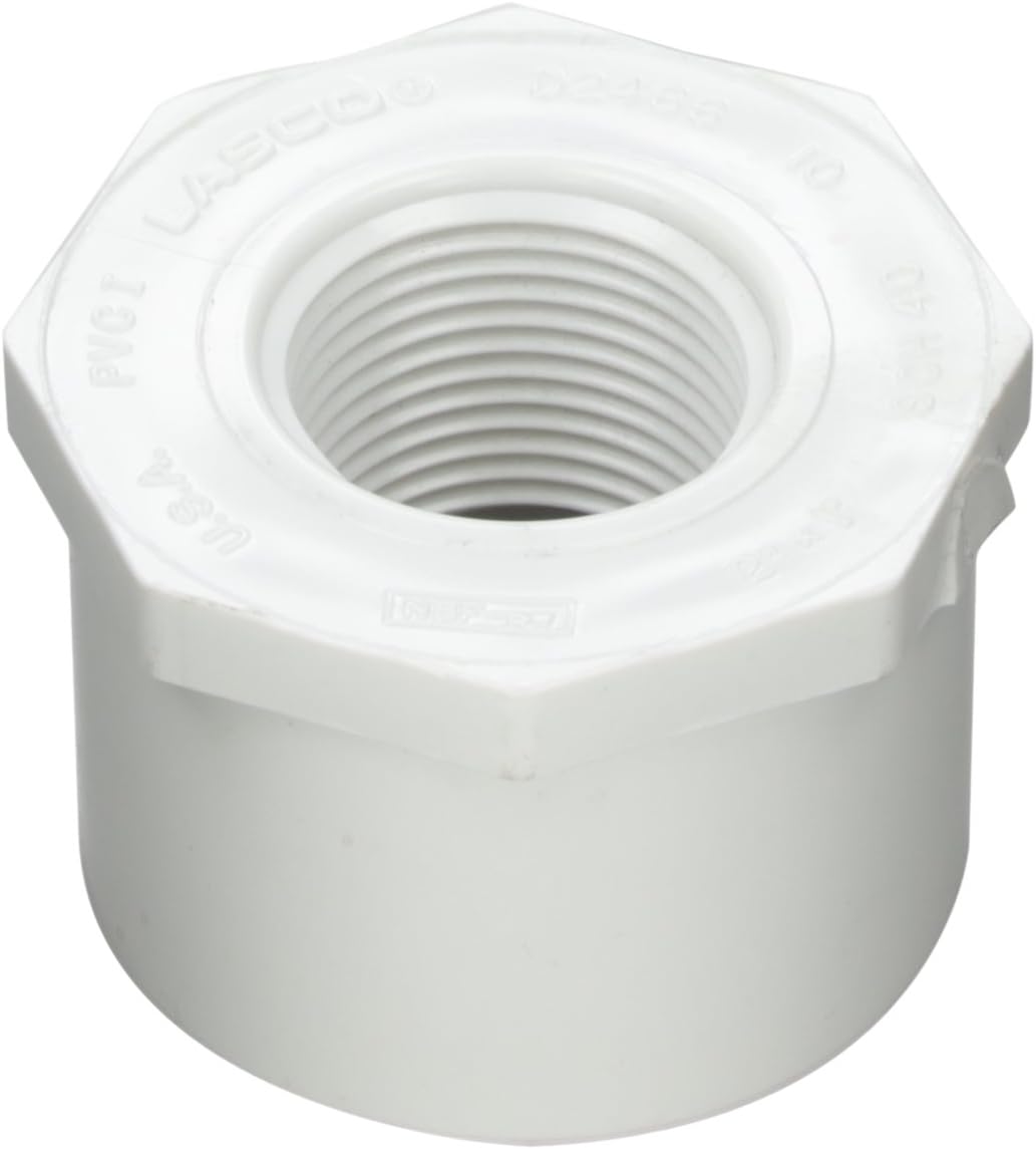 Reducing Bushing, Spigot x FPT White PVC Schedule 40