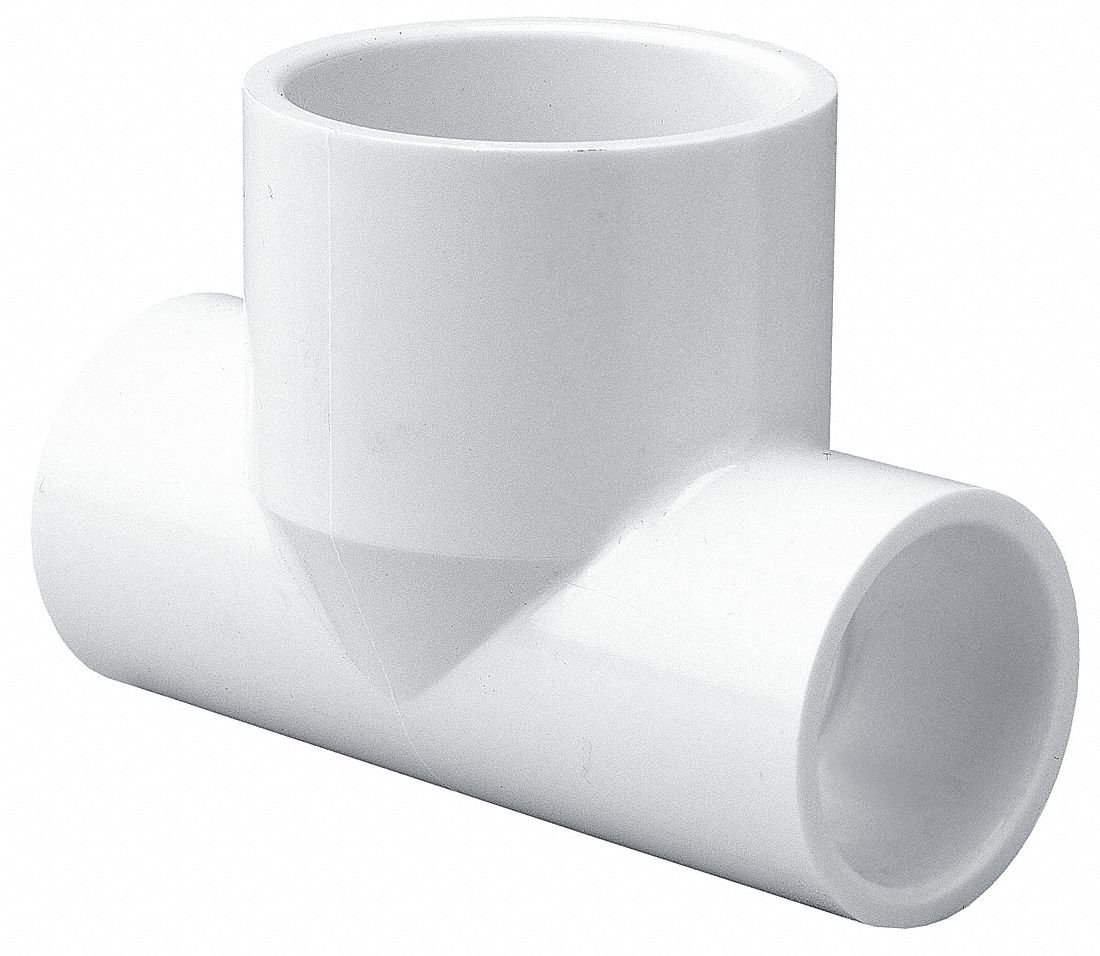 Bullhead Tee, 1-1/2" x 1-1/2" x 2" Slip White PVC Schedule 40 | 401-213