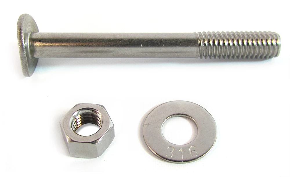 S.R.Smith Hardware for 2 Treads 19 1/2" White Plastic Tread 3/8" x 3 1/4" Bolts and Hex Nuts | 60-703 - product image