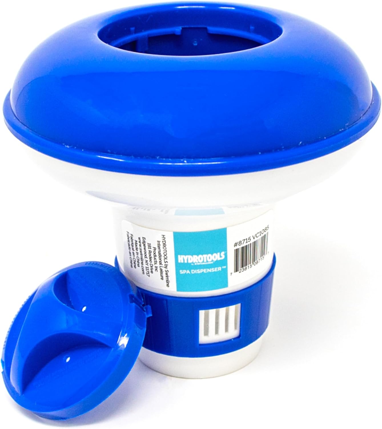 Swimline HydroTools Spa Mini Floating Chemical Dispenser, Blue & White, for Use with 1" Tablets 8715 - product image