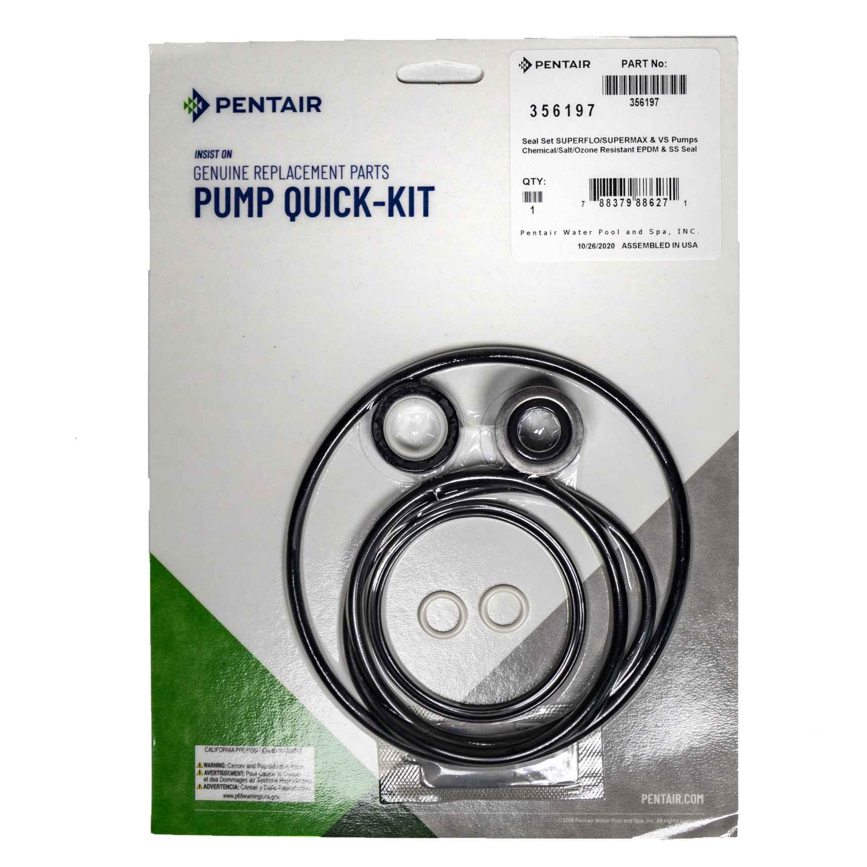 Pentair SuperFlo Pump Seal Quick Kit | 356197