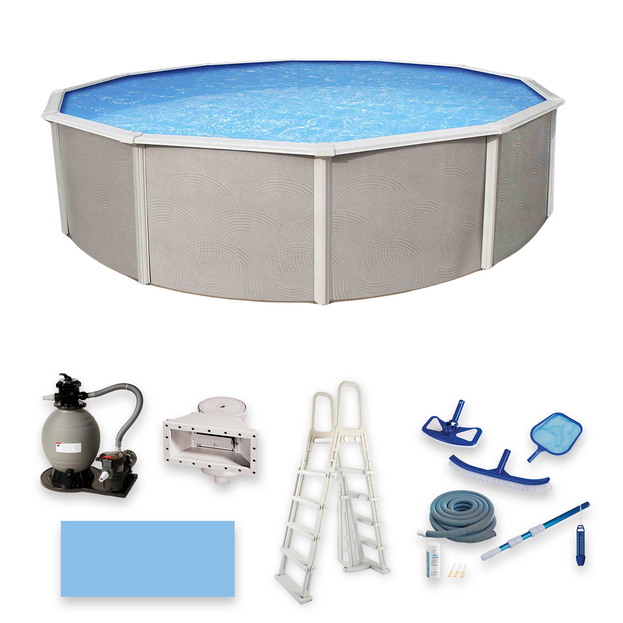 Belize 27-ft Round 52-in Deep 6-in Top Rail Swimming Pool Package | NB3035 image 2