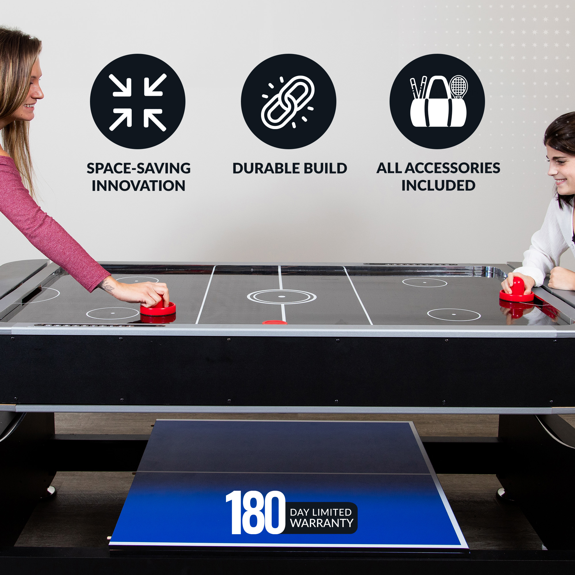 Triple Threat 6-ft Air Hockey 3-in-1 Rotating Multi-Game Table and Cabinet | BG5001 image 5