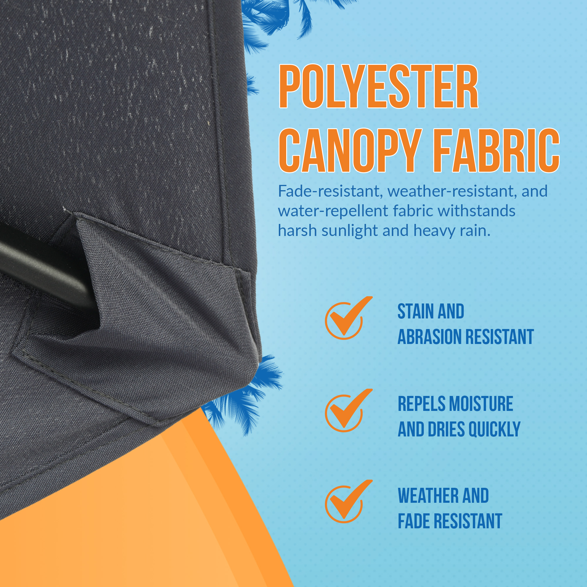 Bistro 7.5-ft Hexagon Market Umbrella - Slate Grey - Polyester Canopy | NU6827 image 7