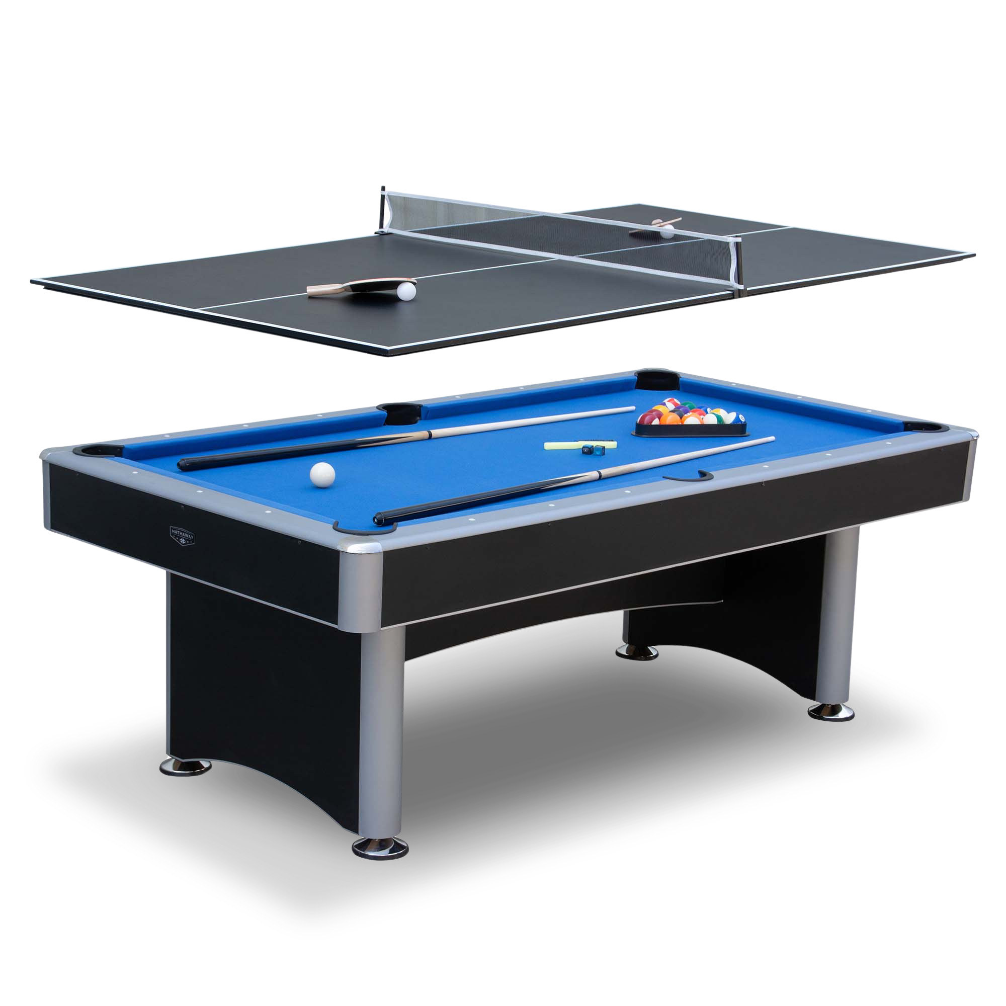Maverick II 7-ft Pool Table with Table Tennis Top - Black with Blue Felt | BG50390 - product image