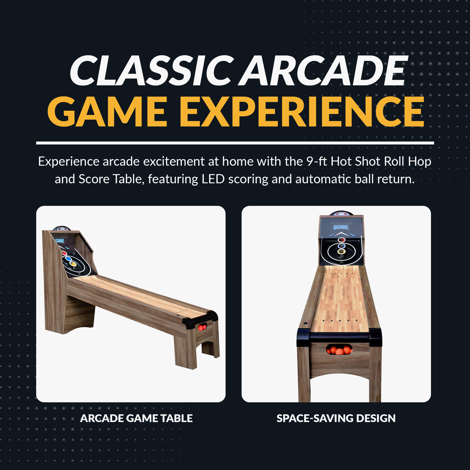 Shooting Star 9-ft Roll Hop and Score Arcade Game Table with LED Scoring | BG50375 image 4
