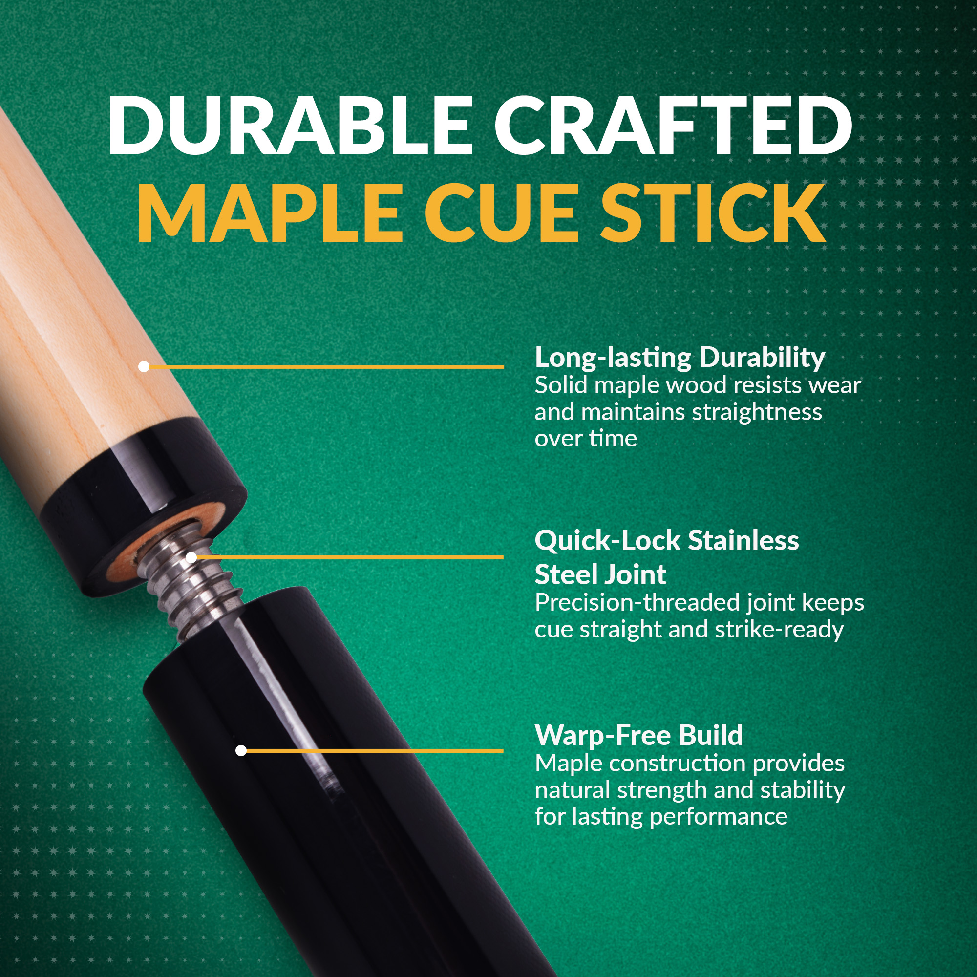 Conquest 58-in Cue Stick and Case Set - Maple Wood - Black | BG50391 image 5