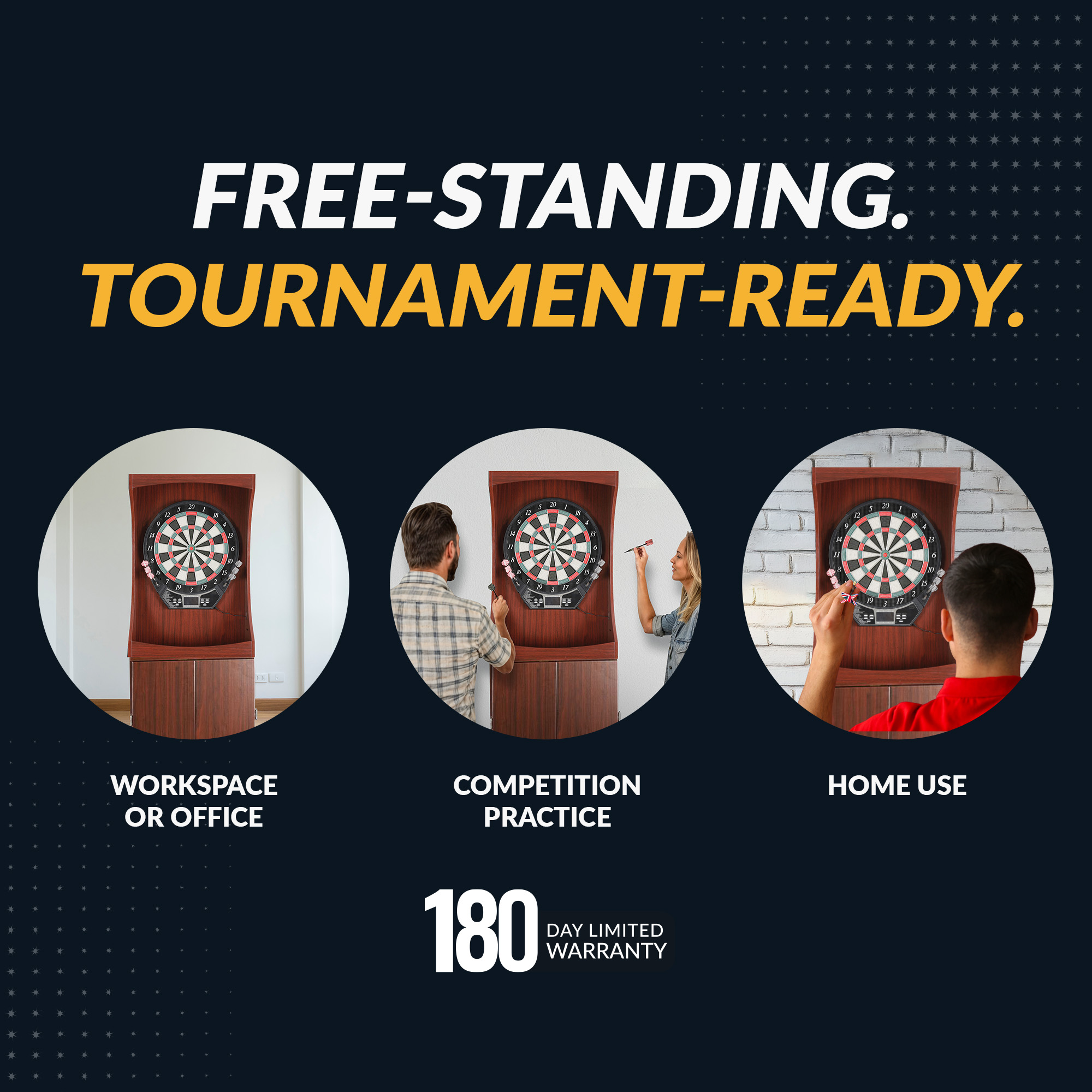 Outlaw Electronic Dartboard and 81-in Free-Standing Cabinet - Cherry Finish | BG1040 image 6