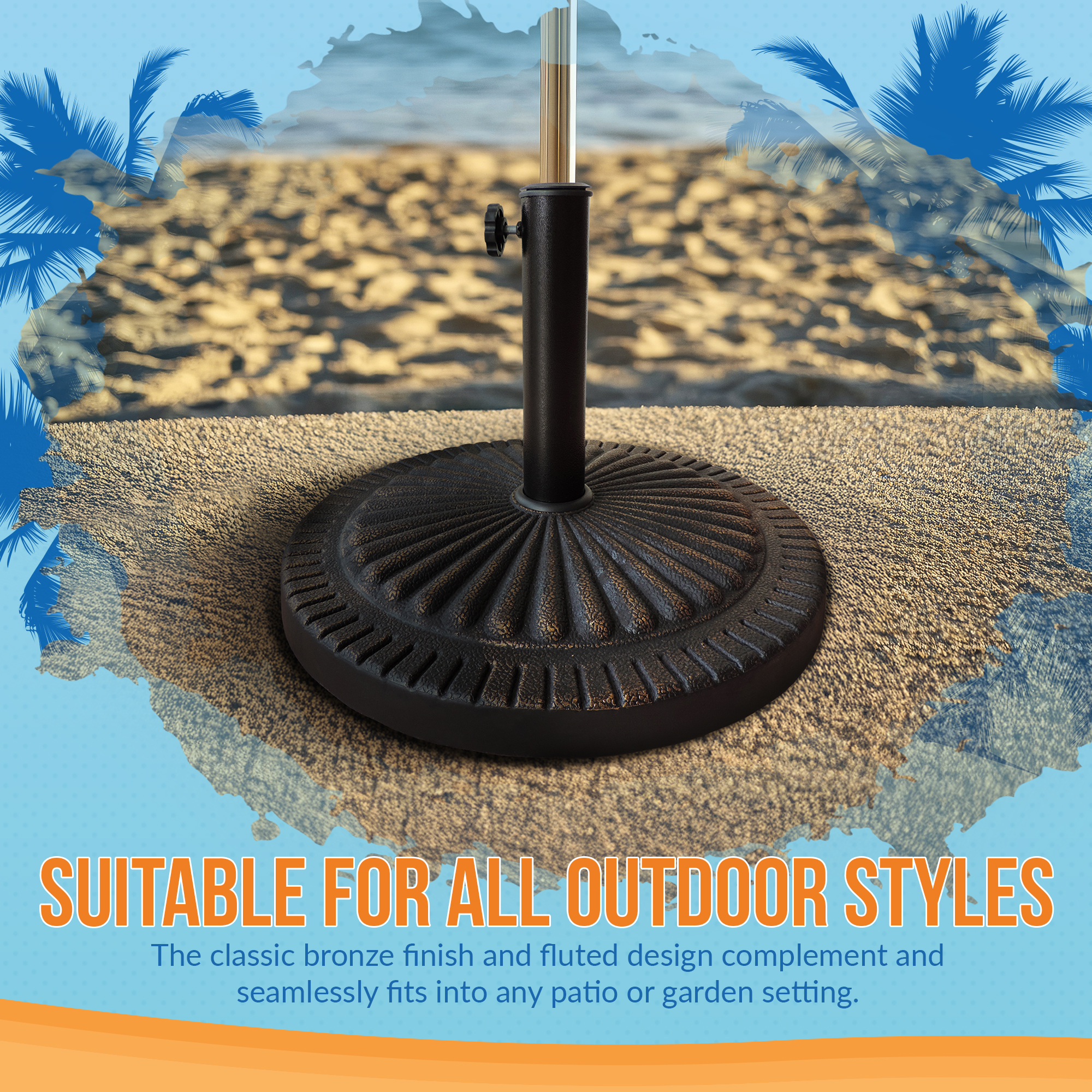 31-lb All-Weather Outdoor Poly-Resin Umbrella Base - Bronze | NU6792 image 8