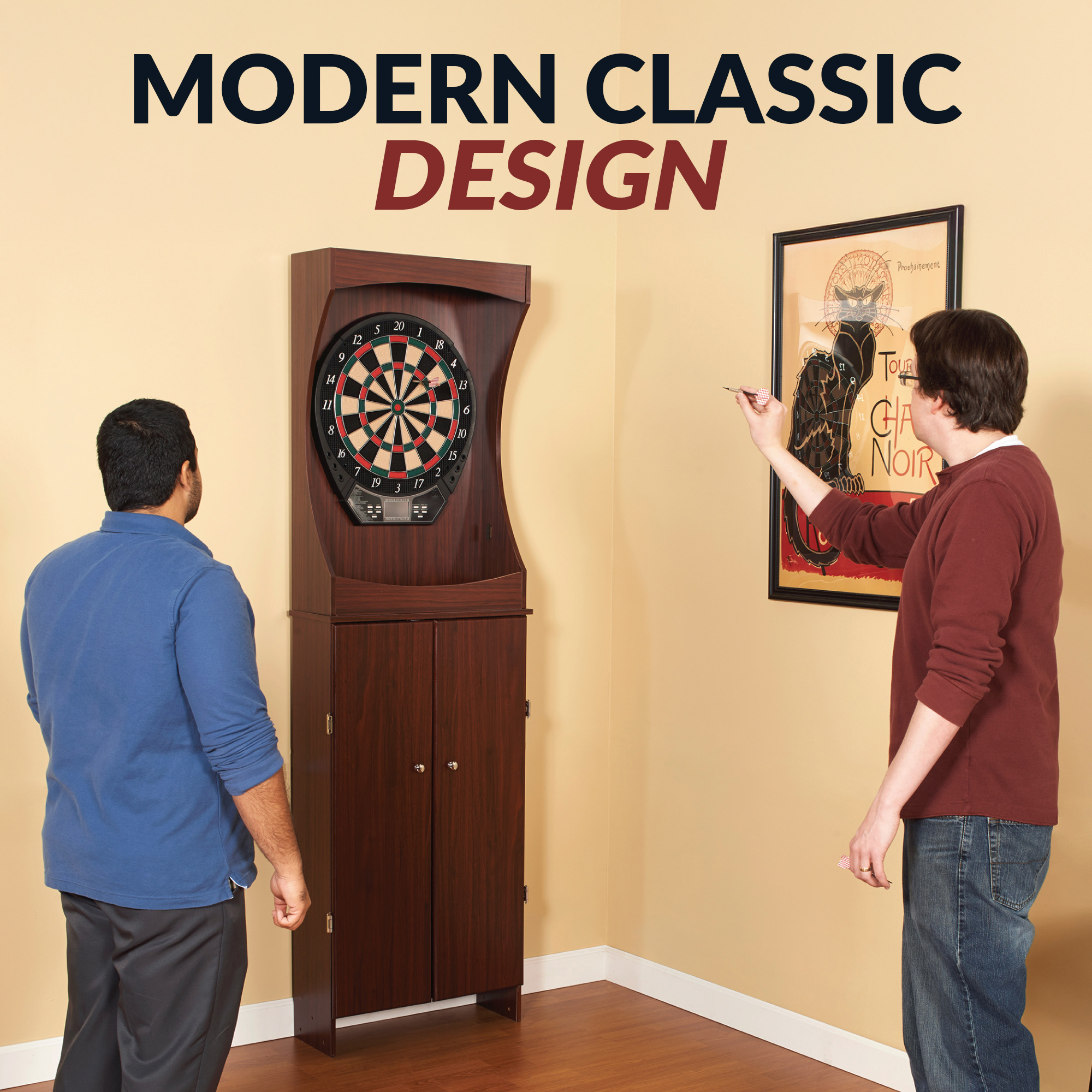Outlaw Electronic Dartboard and 81-in Free-Standing Cabinet - Cherry Finish | BG1040 image 5