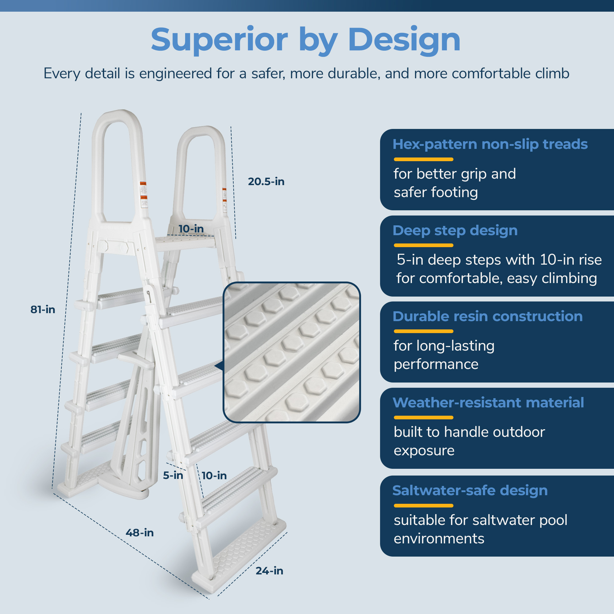 A-Frame Flip Up Ladder for Above Ground Pools | NE1223 image 6