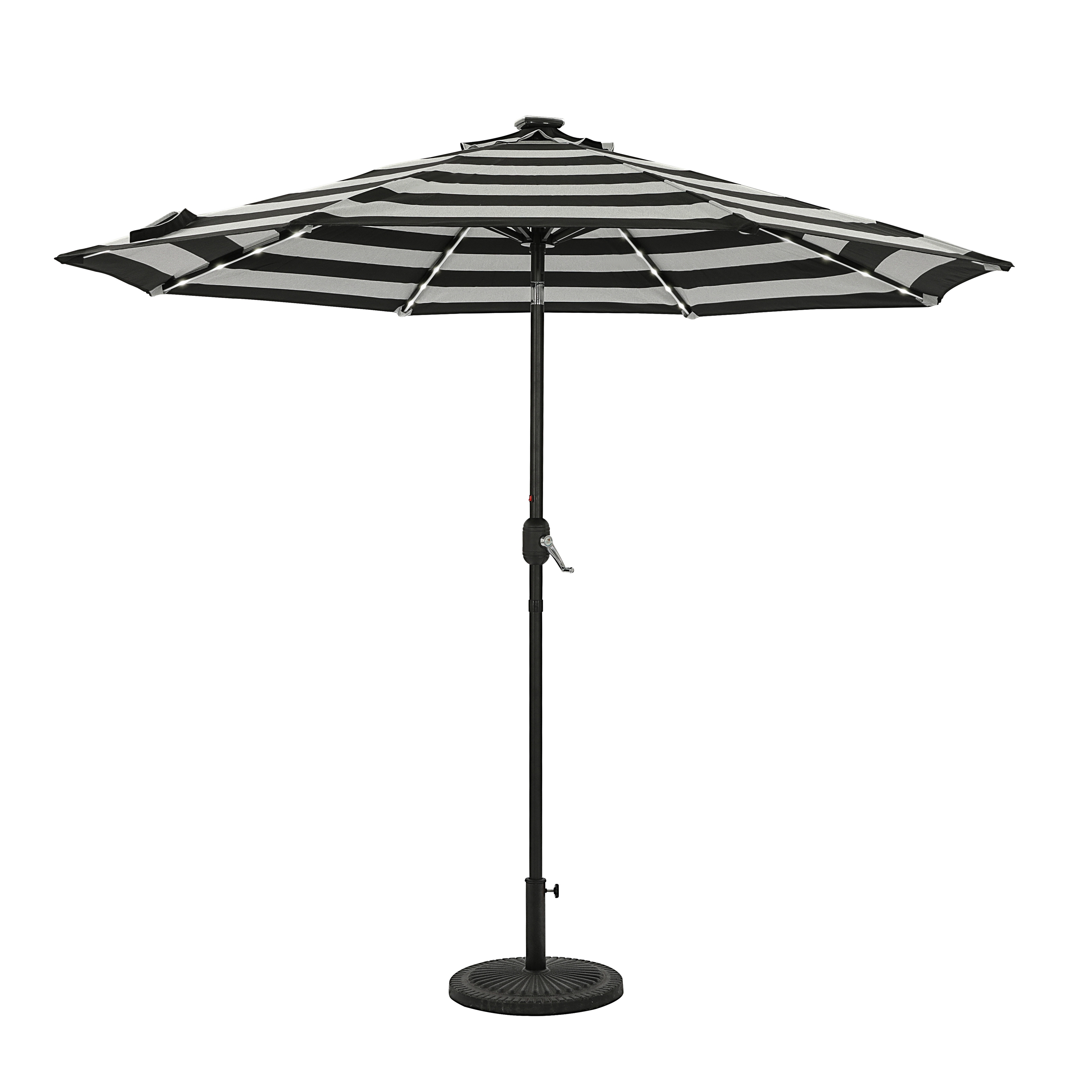 Mirage Fiesta 9-ft Octagon Market Umbrella with Solar LED Tube Lights - Black and Light Gray | NU6849
