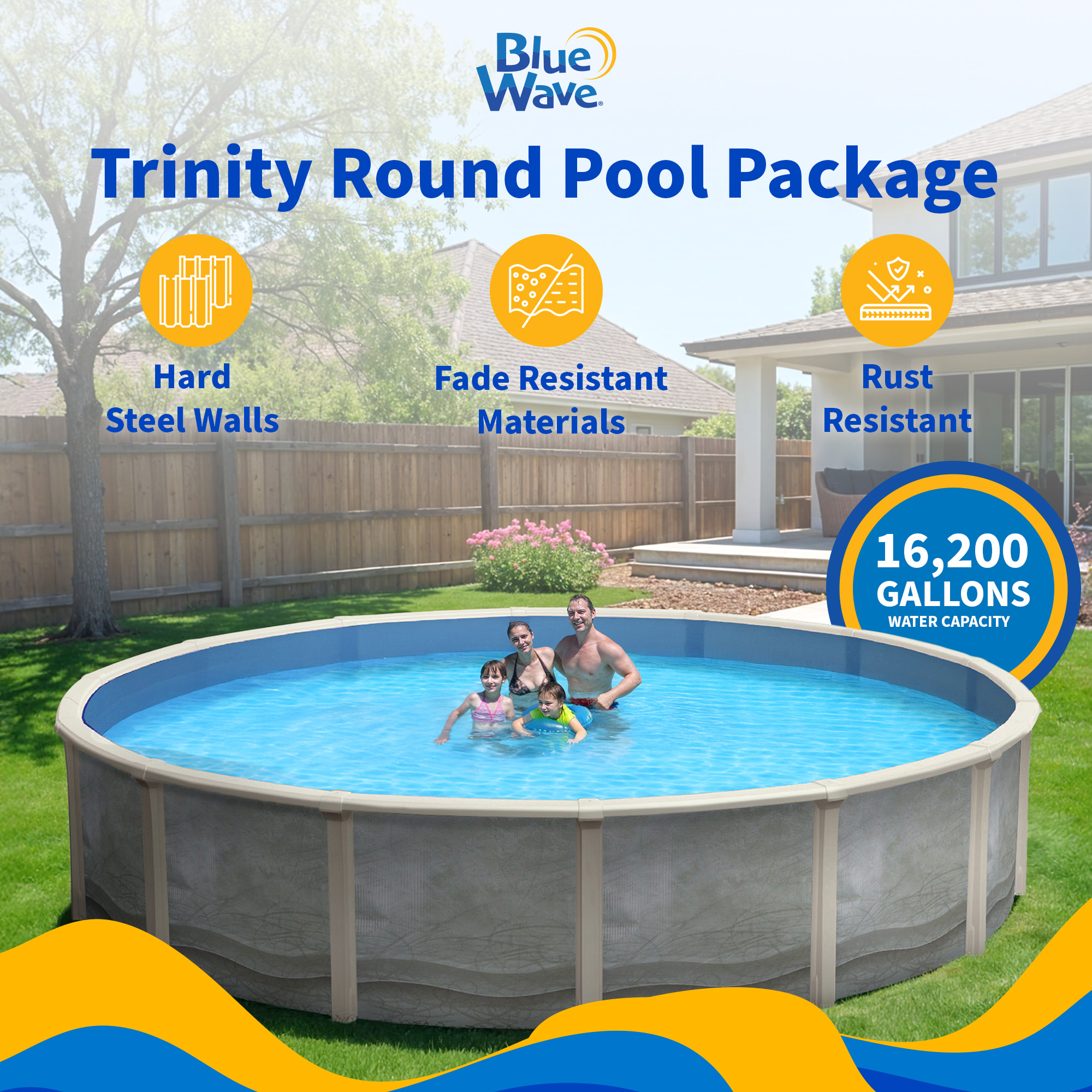 Trinity 27-ft Round 52-in Deep Steel Wall Pool Package with 7-in Top Rail | NB19914 image 3