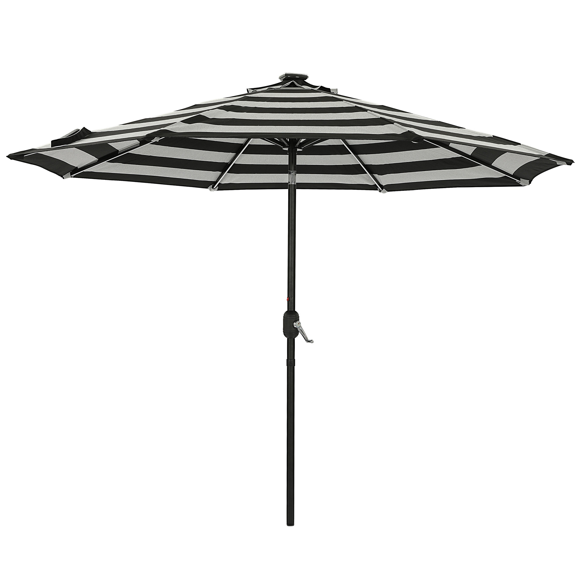 Mirage Fiesta 9-ft Octagon Market Umbrella with Solar LED Tube Lights - Black and Light Gray | NU6849 image 2