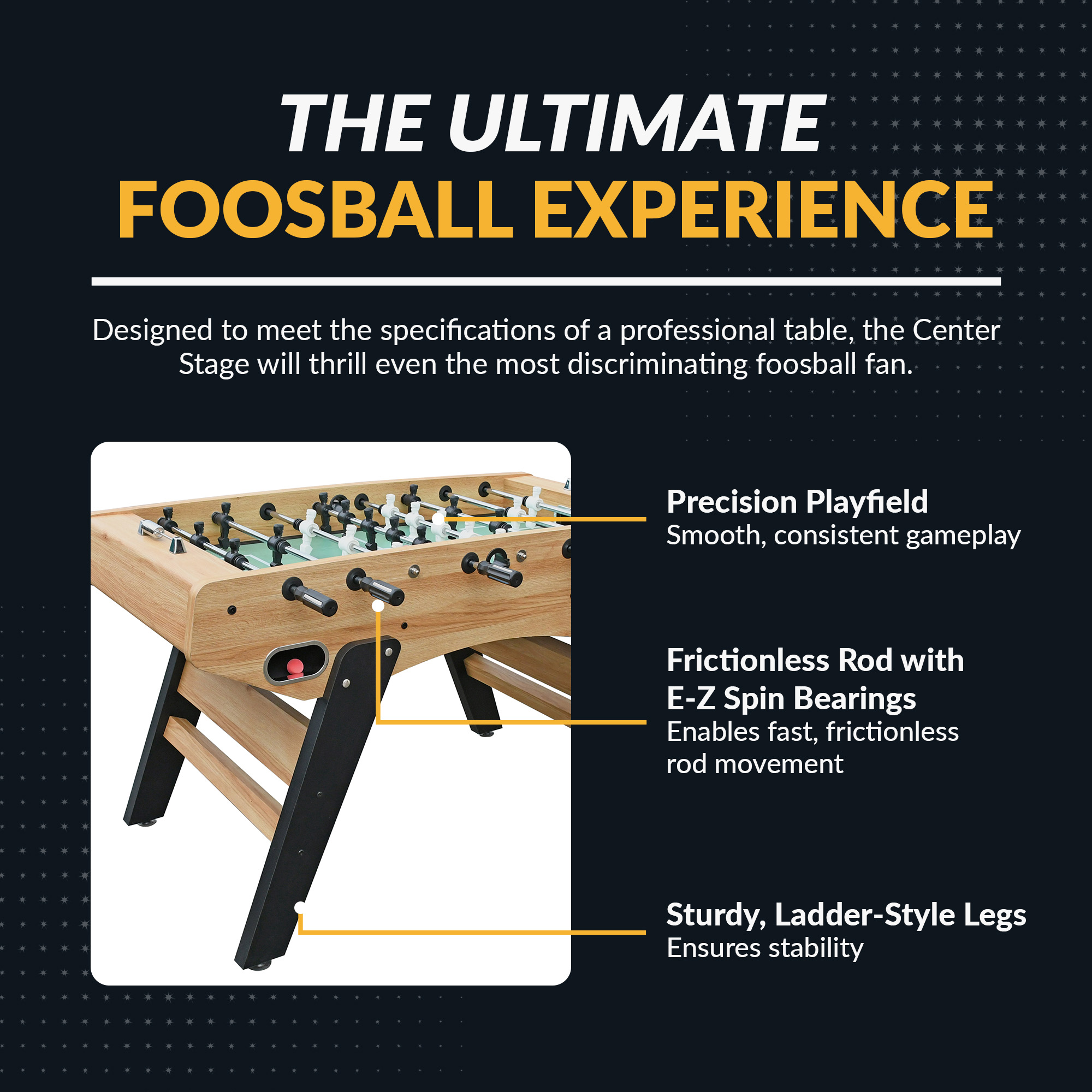 Center Stage Pro Series 59-in Foosball Table - Telescopic Safety Rods | BG50382 image 4