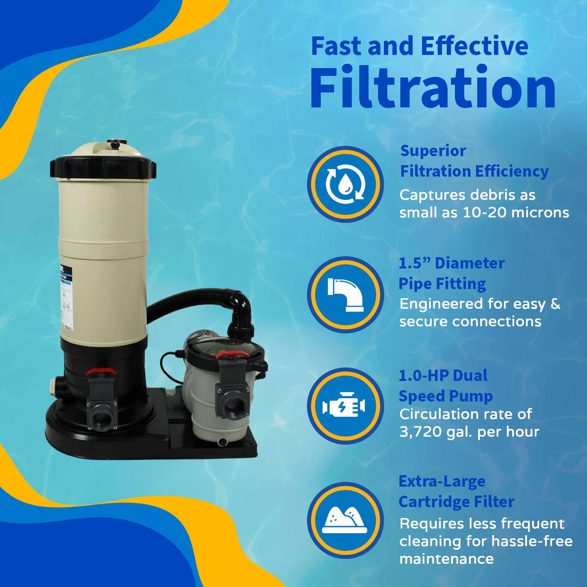 FlowExtreme 90 SF Cartridge Filter System with 1 HP Pump for Above Ground Pools | NE635 image 7