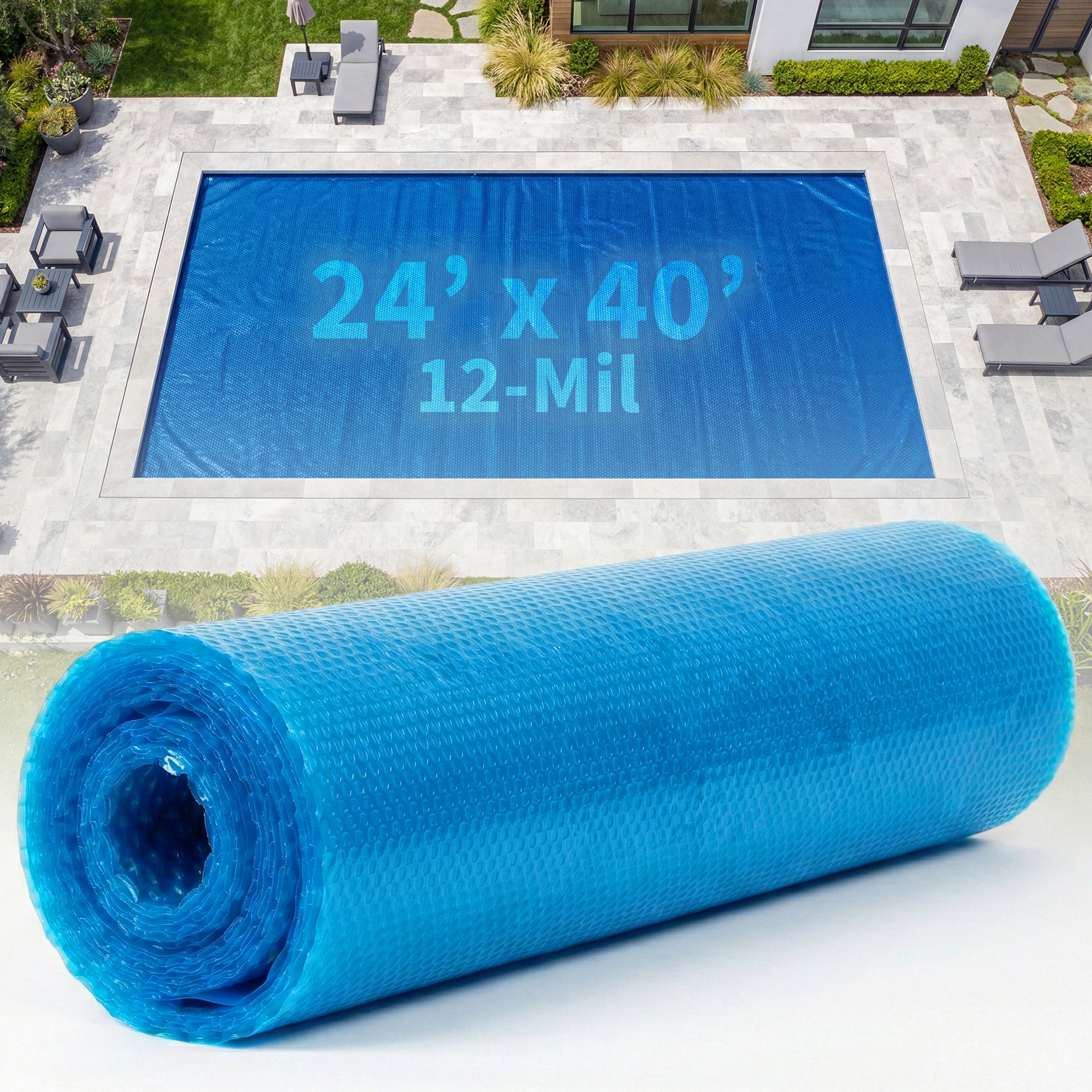 Blue Wave 12-mil Solar Blanket for Rectangular 24-ft x 40-ft In-Ground Pools – Blue | NS450 image 2
