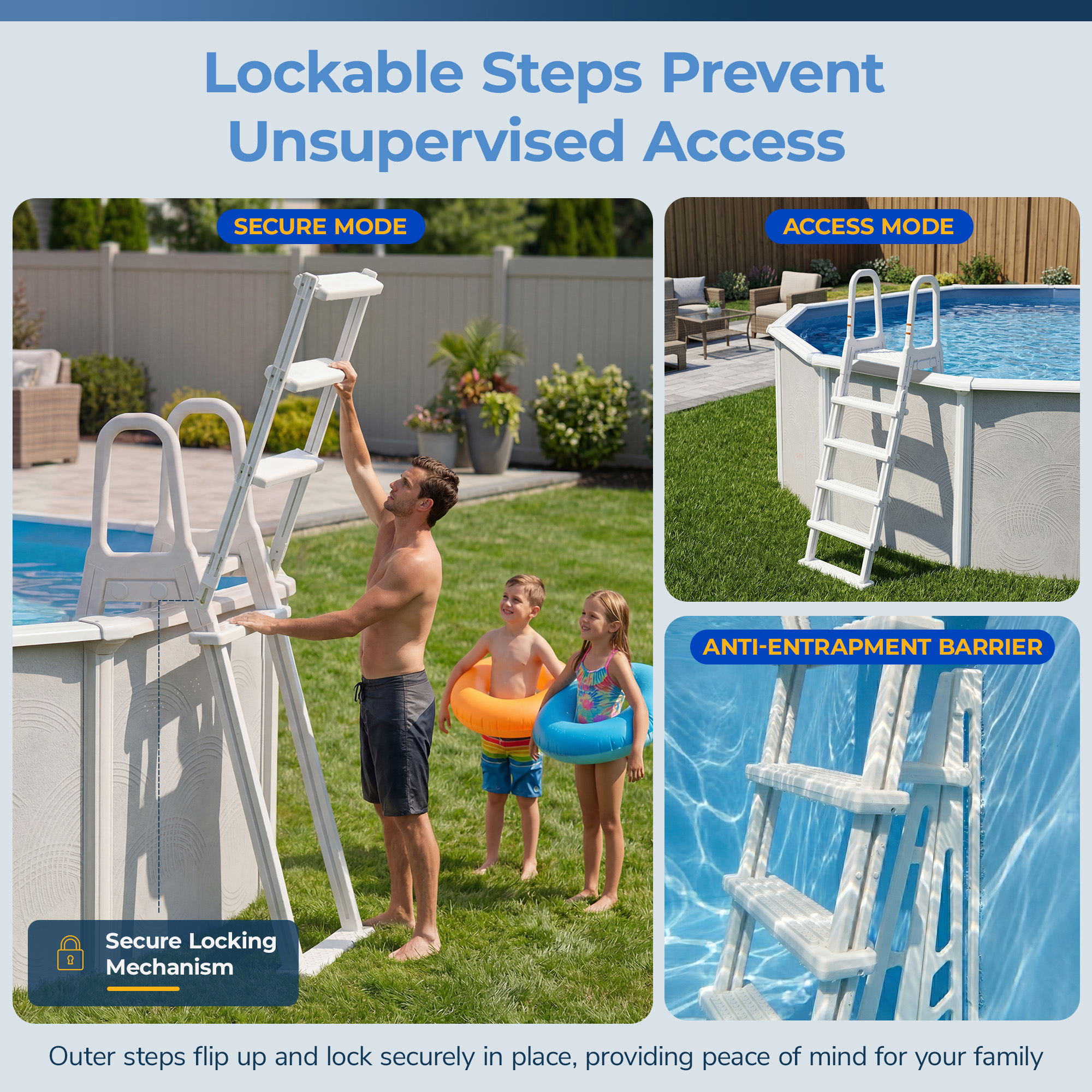 A-Frame Flip Up Ladder for Above Ground Pools | NE1223 image 3