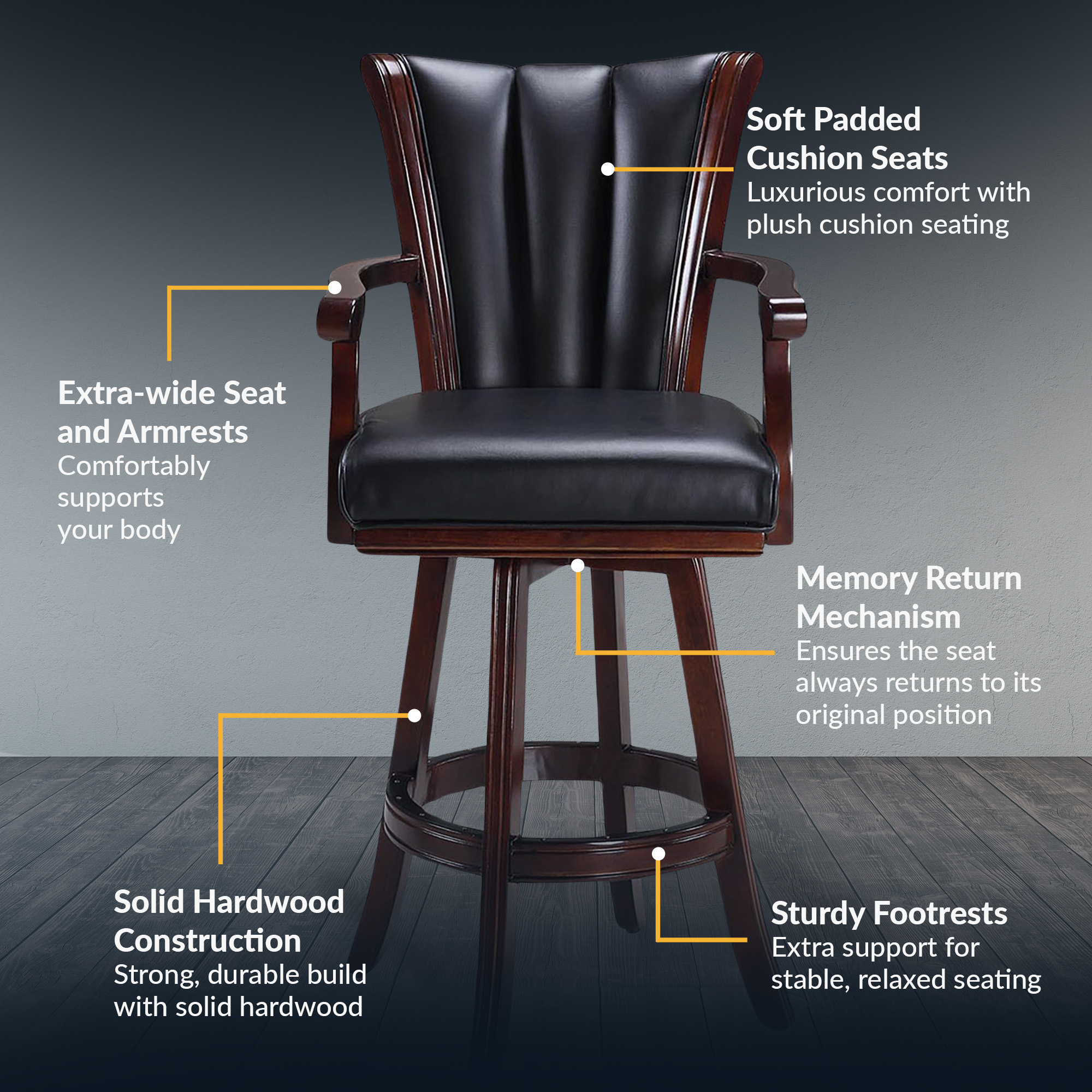 Avondale 29-in Swivel Bar Stool with Arm Rests - Mahogany Finish | BG2815 image 4