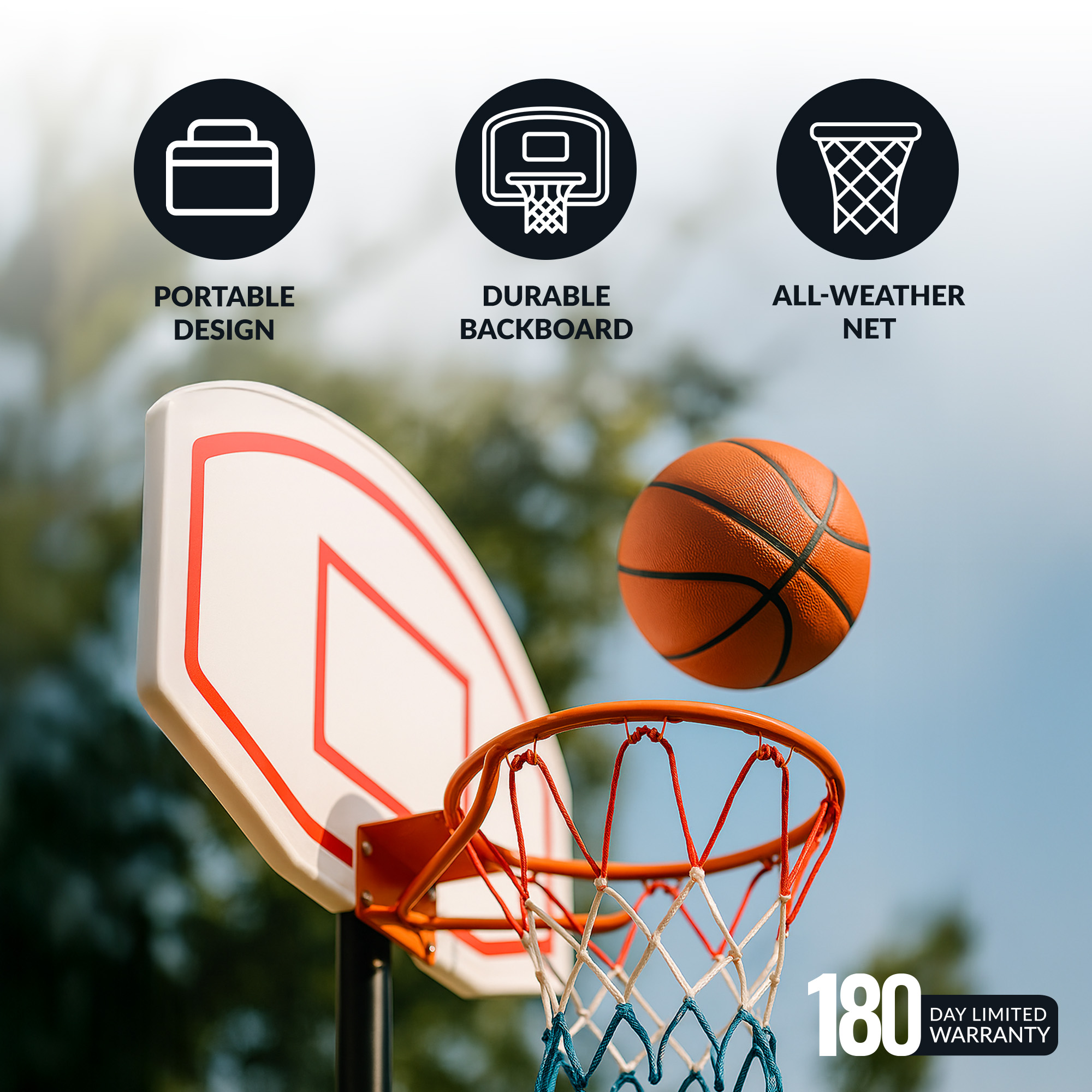 Streetball 79-in High Adjustable Portable Basketball System - White | BG50365 image 5
