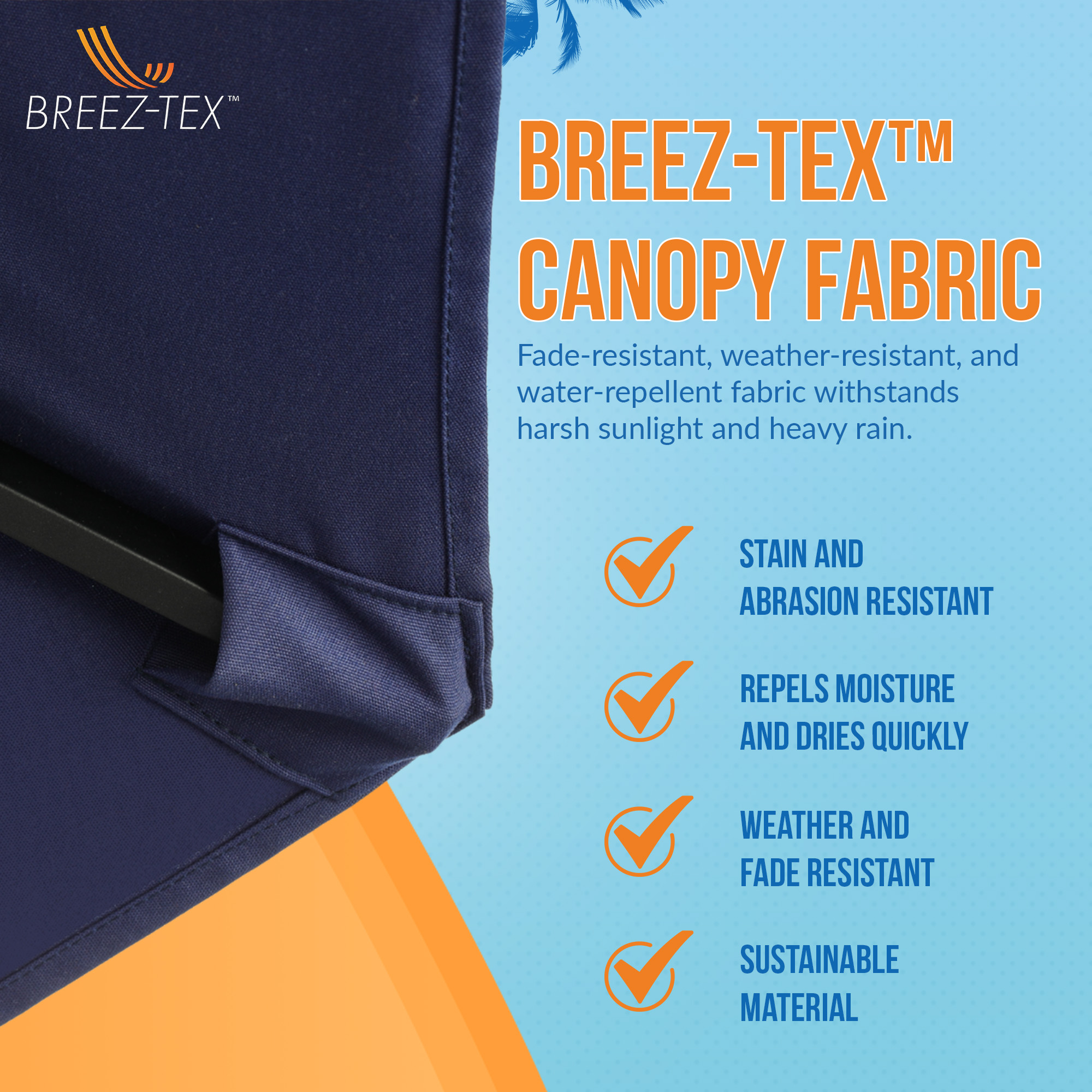 Mirage 9-ft Octagon Market Umbrella with Auto-Tilt - Navy Blue - Breez-Tex Canopy | NU6845 image 7