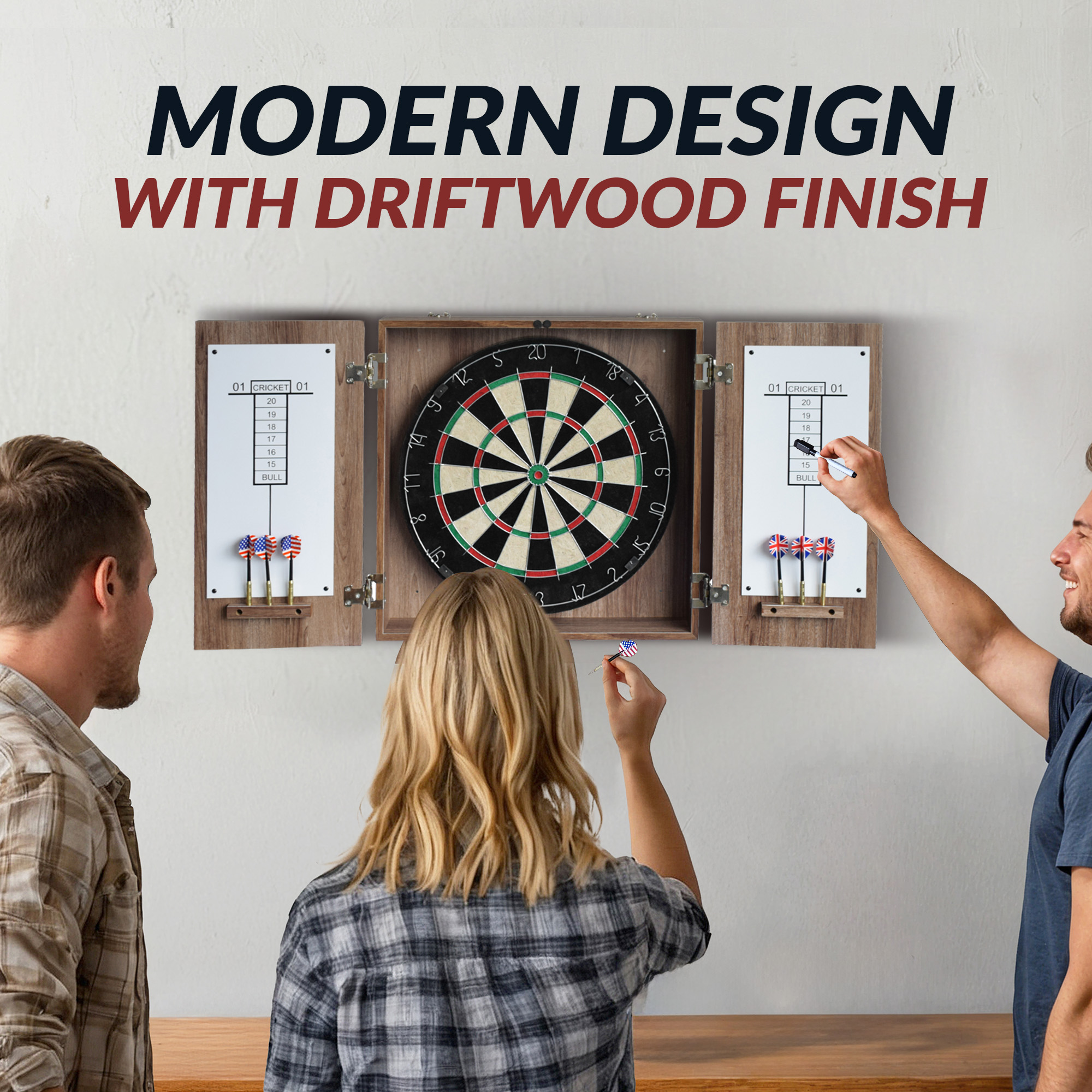 Winchester Bristle Dartboard and Cabinet Set - Driftwood Finish | BG1044-DWD image 5