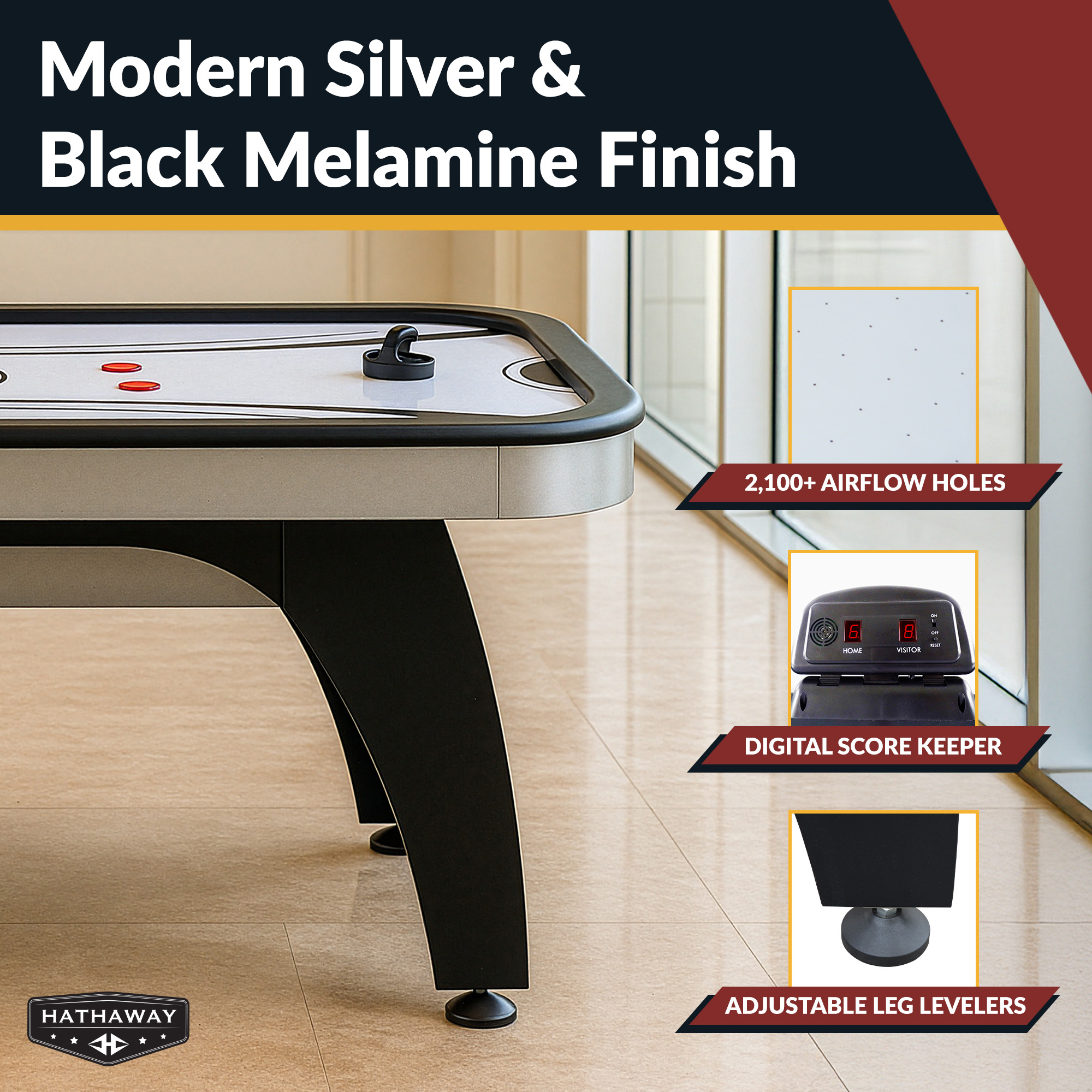 Silverstreak 72-in Air Hockey Table with LED Scoring | BG1029H image 5