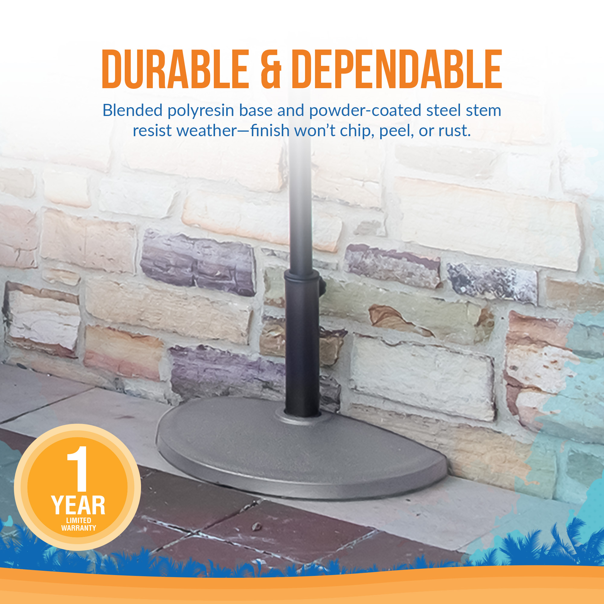 20-lb All-Weather Outdoor Resin Half Umbrella Base - Bronze | NU5420 image 5