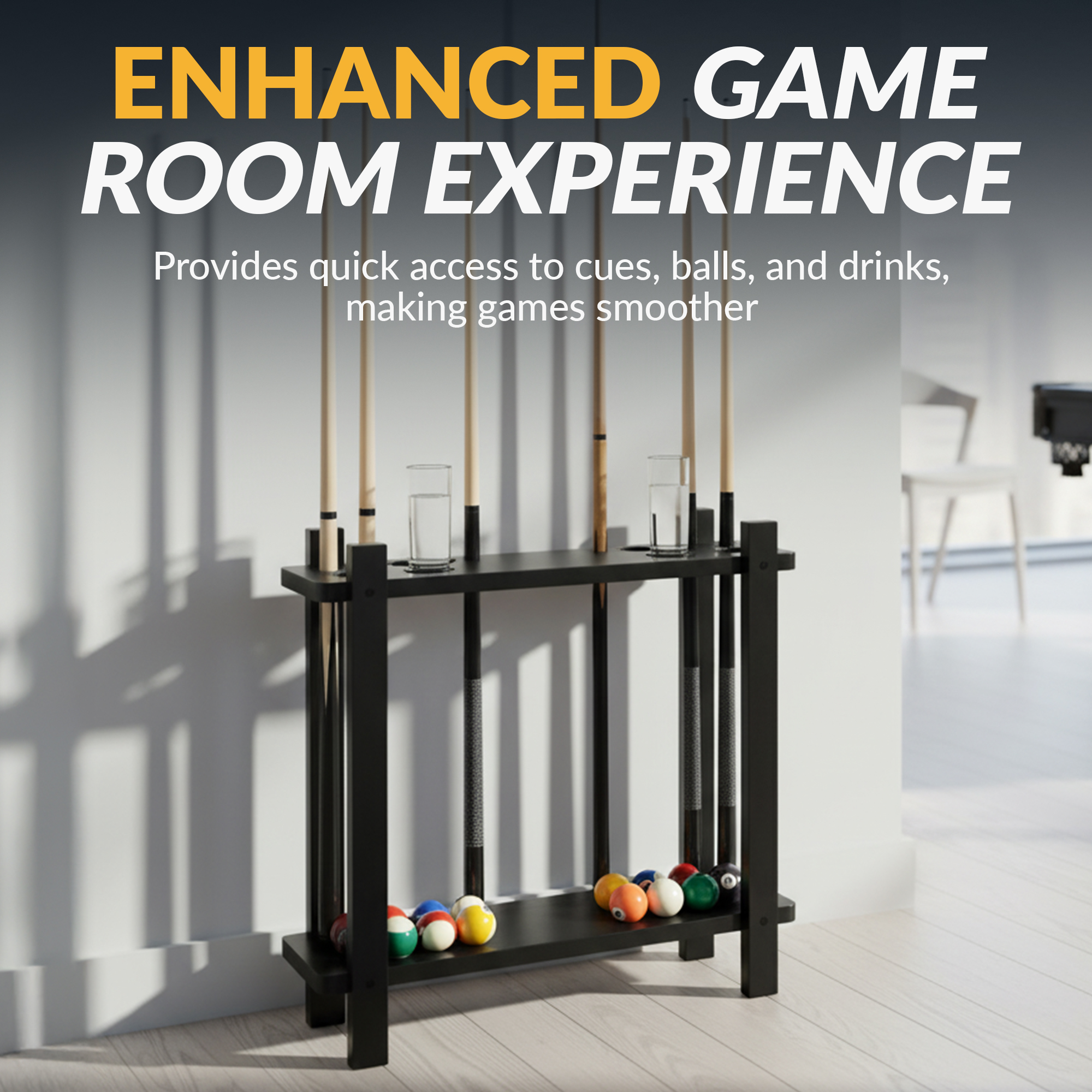 Classic 28-in Floor Billiard Cue Rack - Black Finish | BG2567-BK image 8