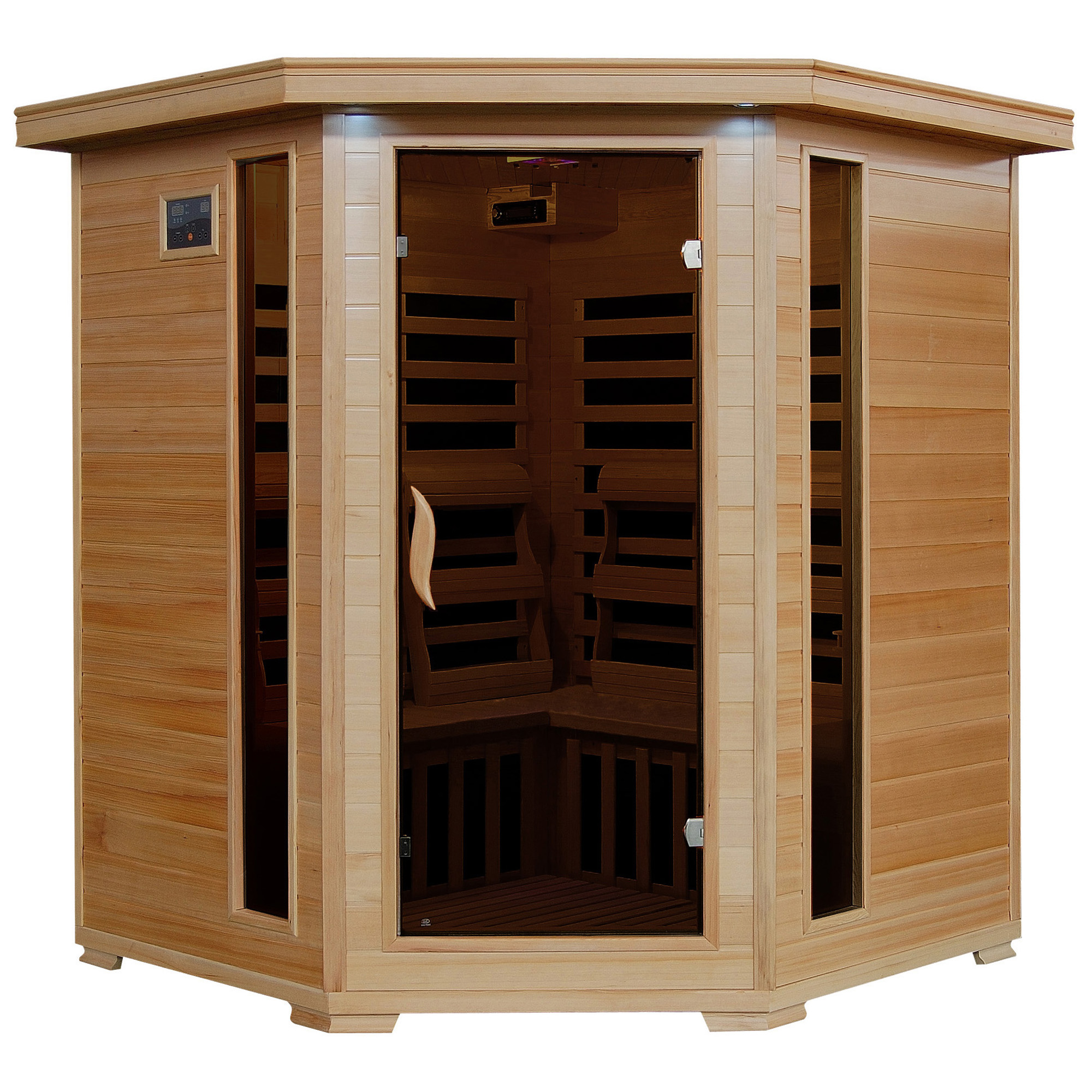 Tucson 4-Person Hemlock Corner Infrared Sauna with 10 Carbon Heaters | SA2420DX - product image