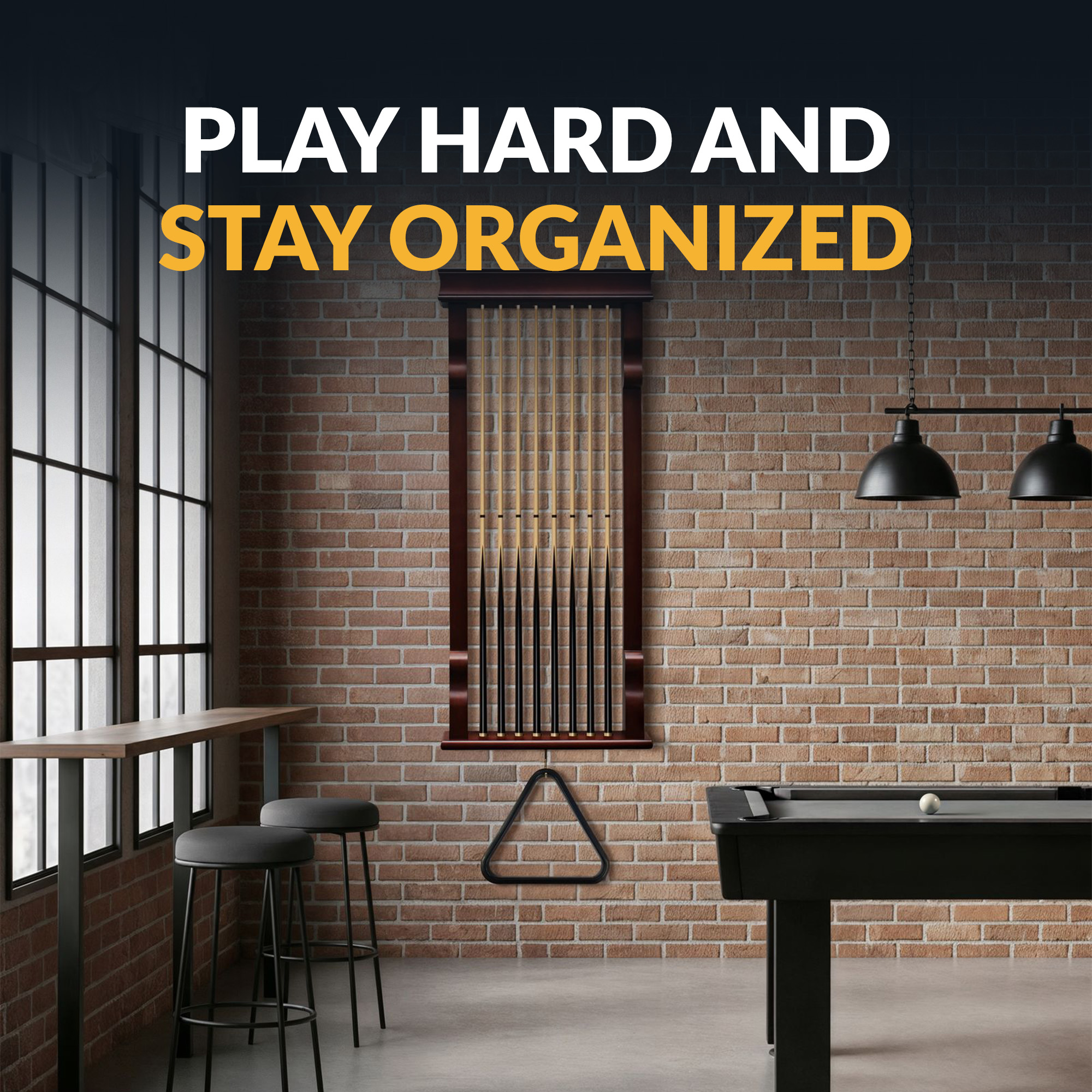 Vintage Wall Billiard Cue Rack - Mahogany Finish | BG2571M image 5
