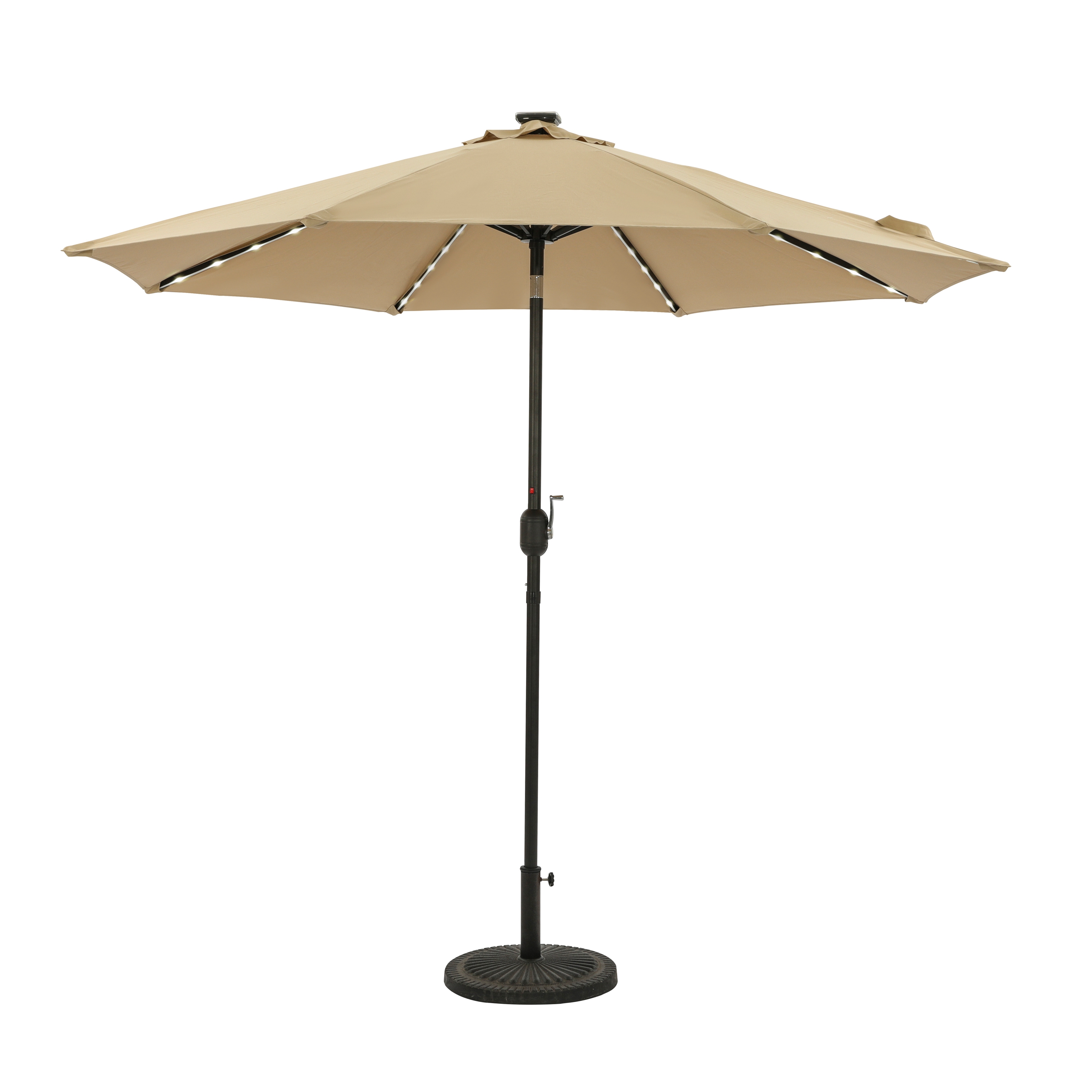 Mirage Fiesta 9-ft Octagon Market Umbrella with Solar LED Tube Lights - Champagne | NU6848