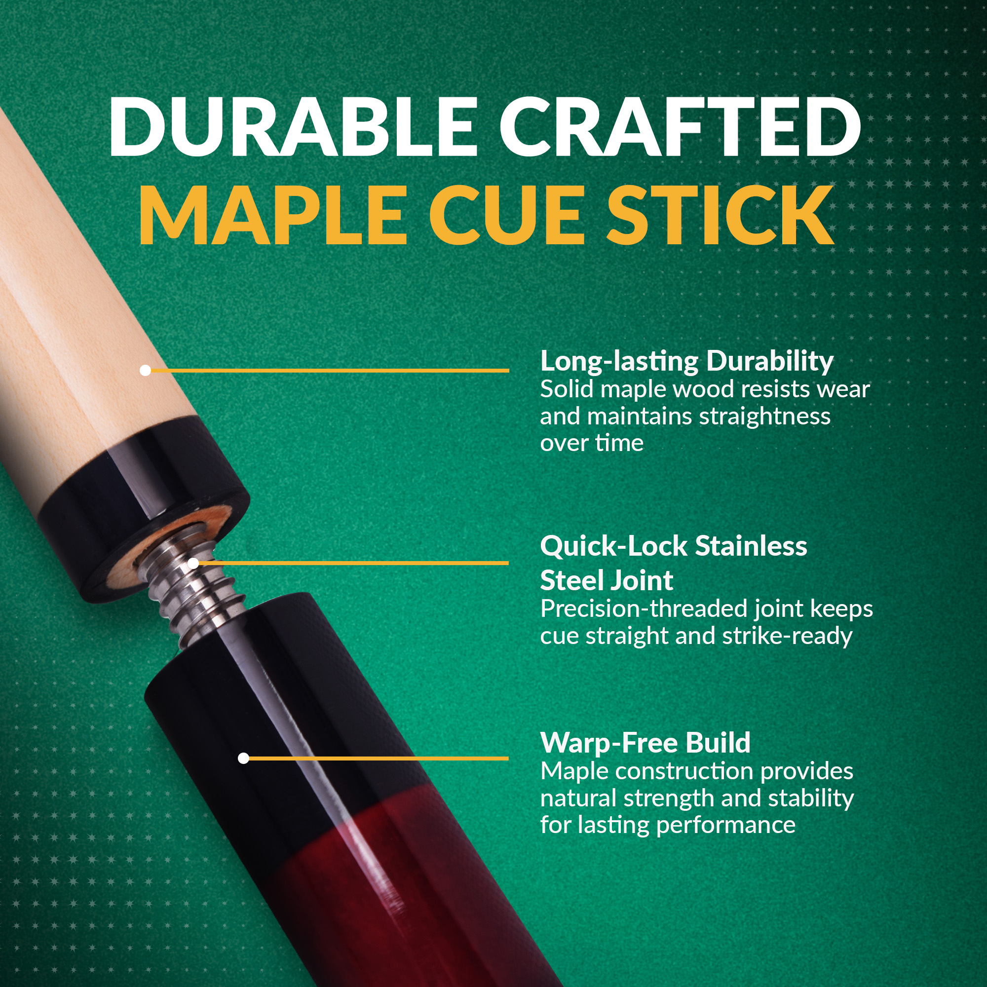 Conquest 58-in Cue Stick and Case Set - Maple Wood - Red | BG50392 image 5
