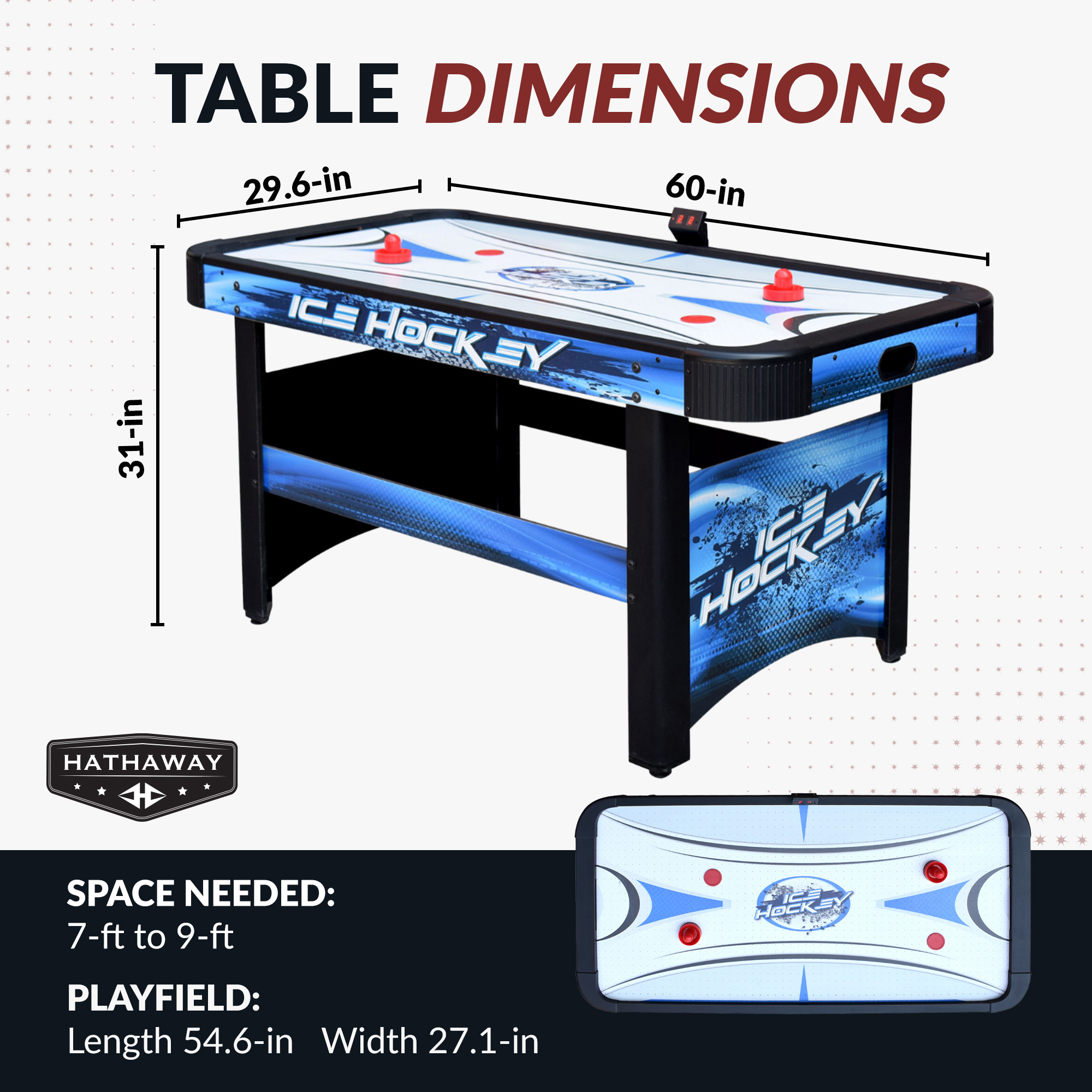 Face-Off 60-in Air Hockey Table with LED Scoring | BG1009H image 3