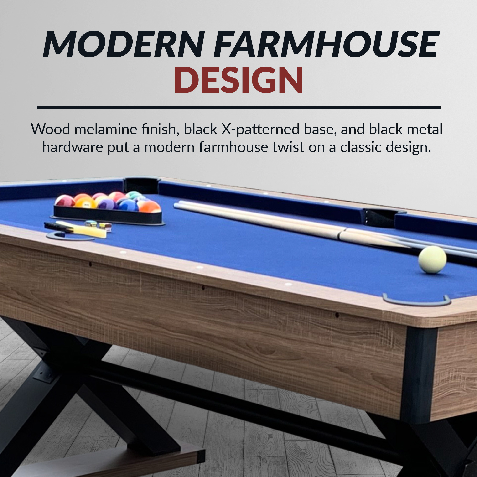 Excalibur 7-ft Pool Table - Driftwood Finish with Blue Felt | BG50346 image 7