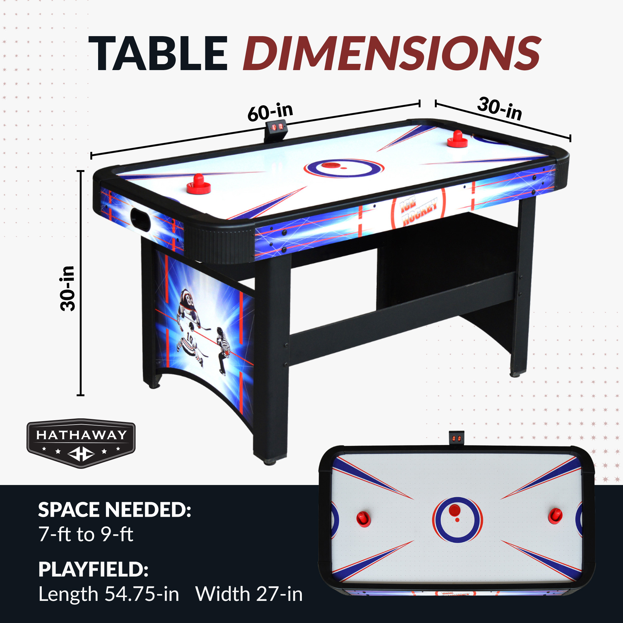Patriot 60-in Air Hockey Table with LED Scoring | BG4009H image 3