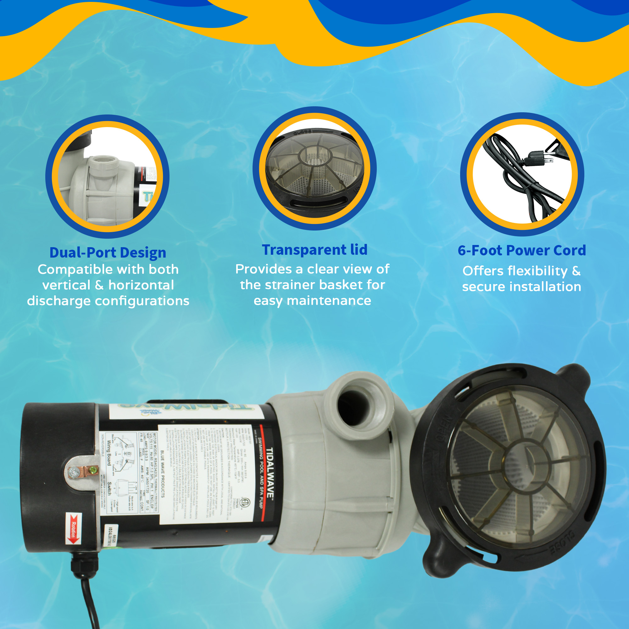 Tidal Wave® Maxi II 1.0HP Above Ground Dual Speed Pool Pump | NE6181 image 5