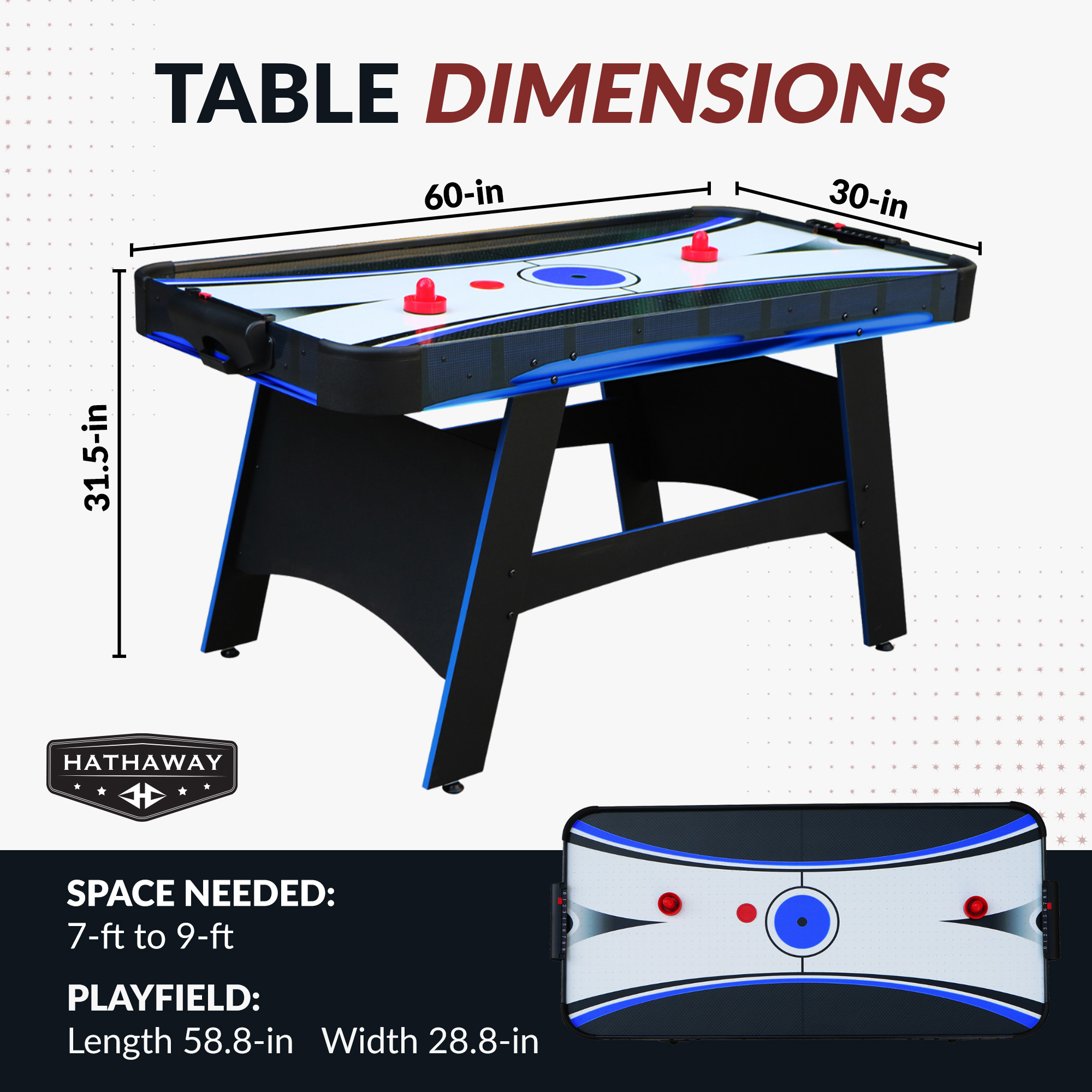 Bandit 60-in Air Hockey Table with Table Tennis Top | BG50290 image 3