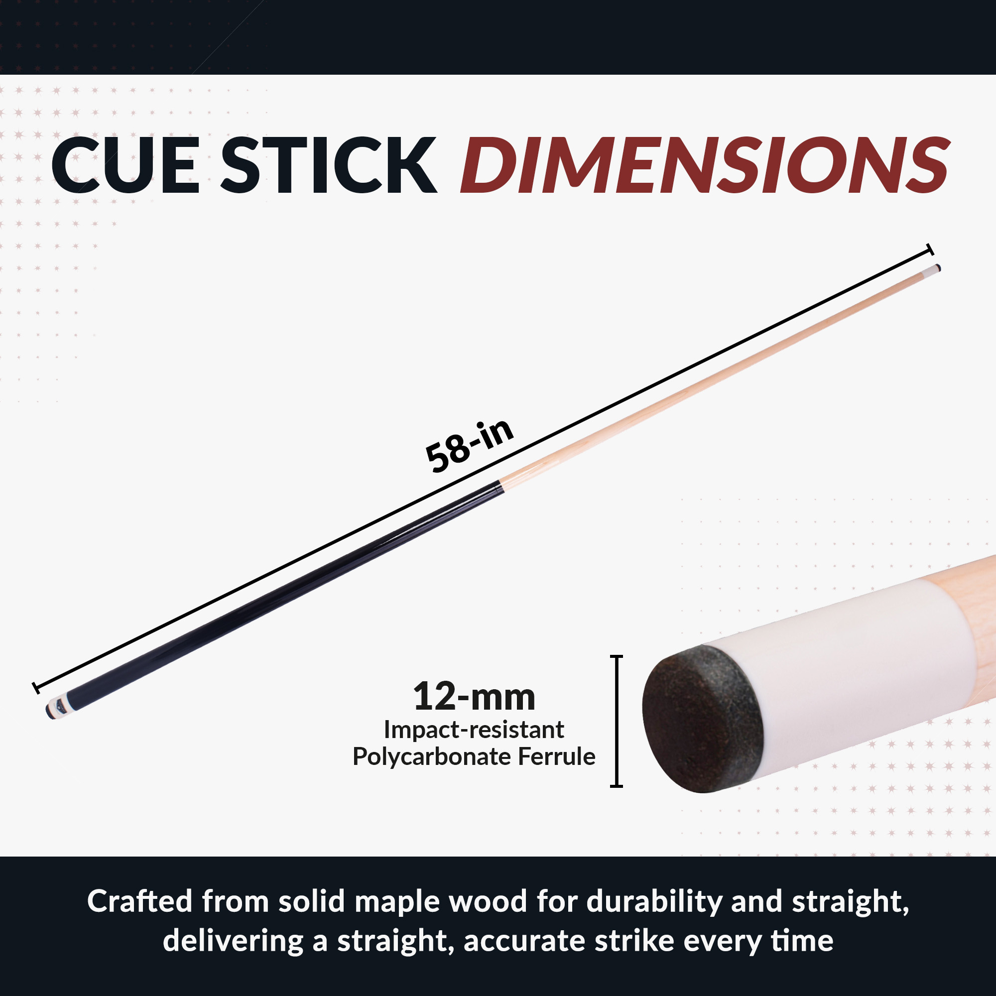 Conquest 58-in Cue Stick and Case Set - Maple Wood - Black | BG50391 image 2
