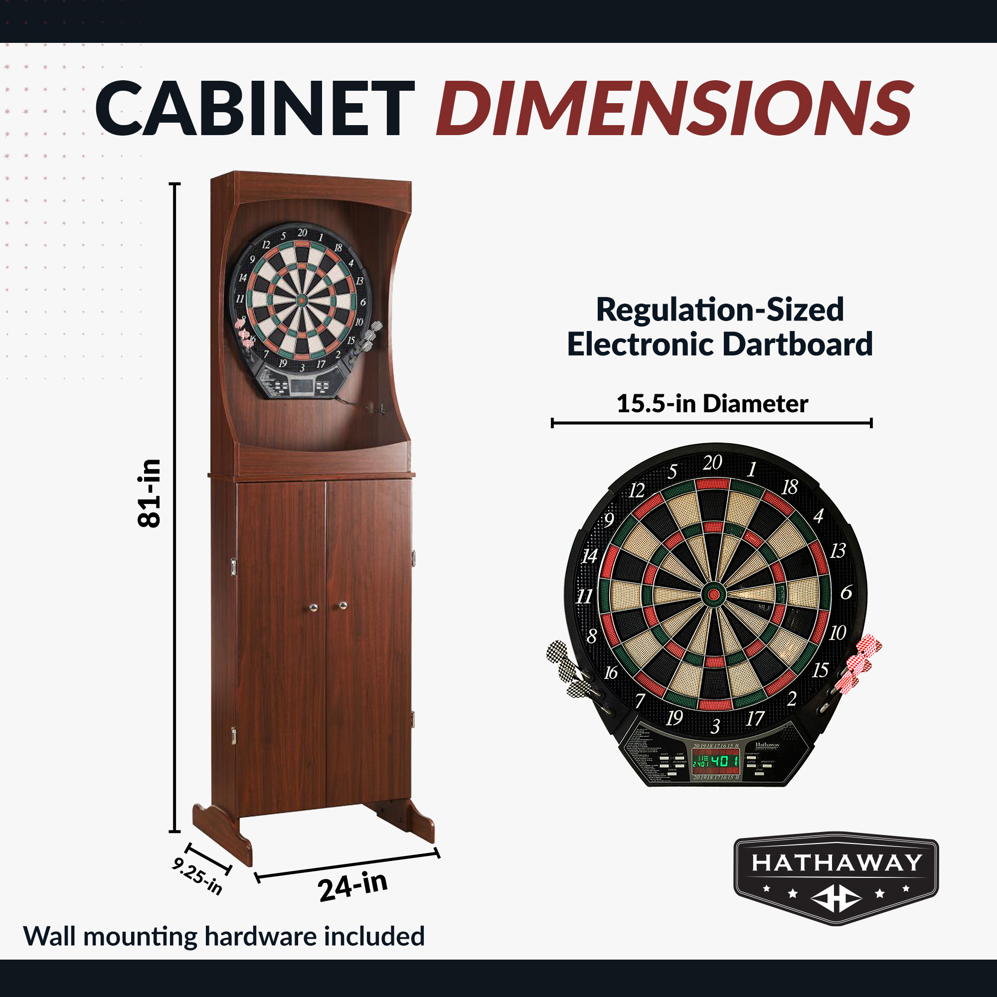 Outlaw Electronic Dartboard and 81-in Free-Standing Cabinet - Cherry Finish | BG1040 image 3