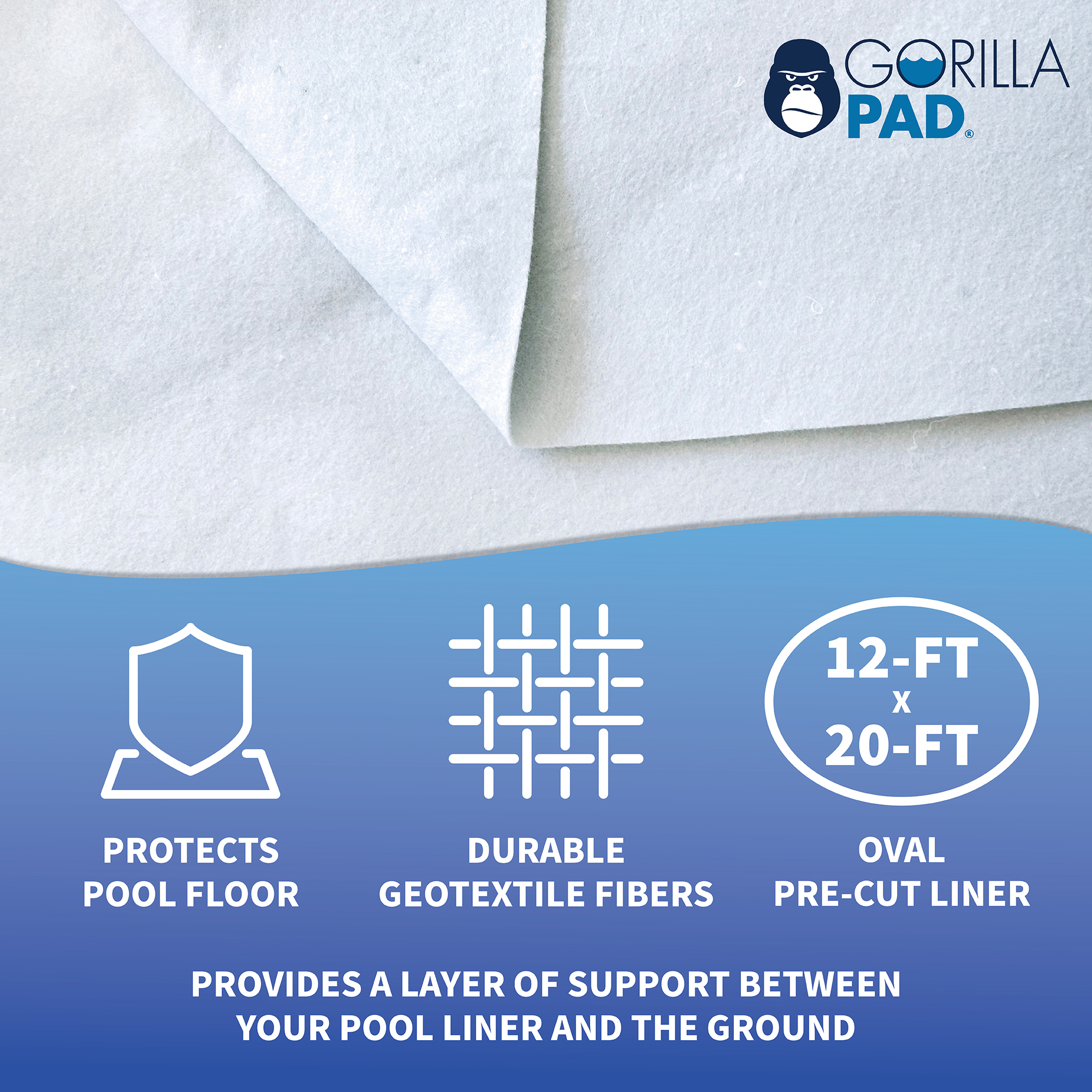 12-ft x 20-ft Oval Gorilla Pool Floor Padding | NL1318 image 2