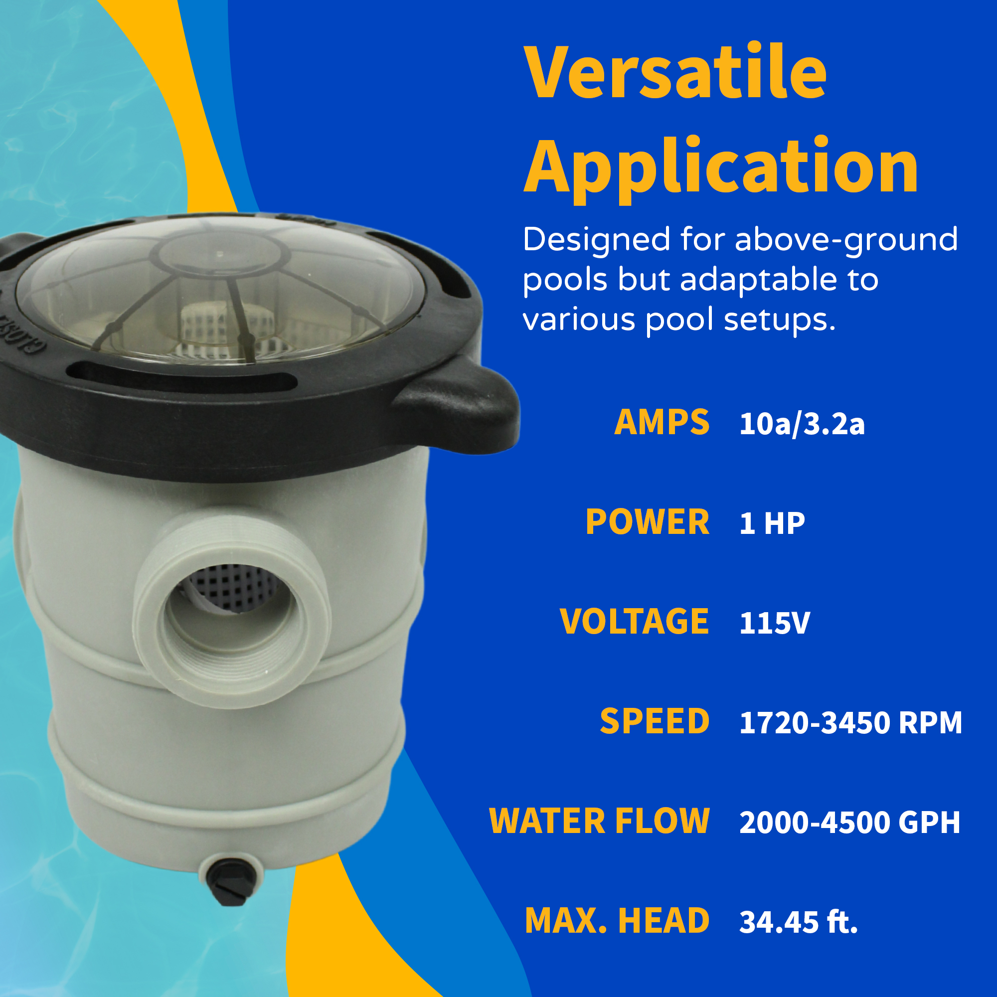 Tidal Wave® Maxi II 1.0HP Above Ground Dual Speed Pool Pump | NE6181 image 8
