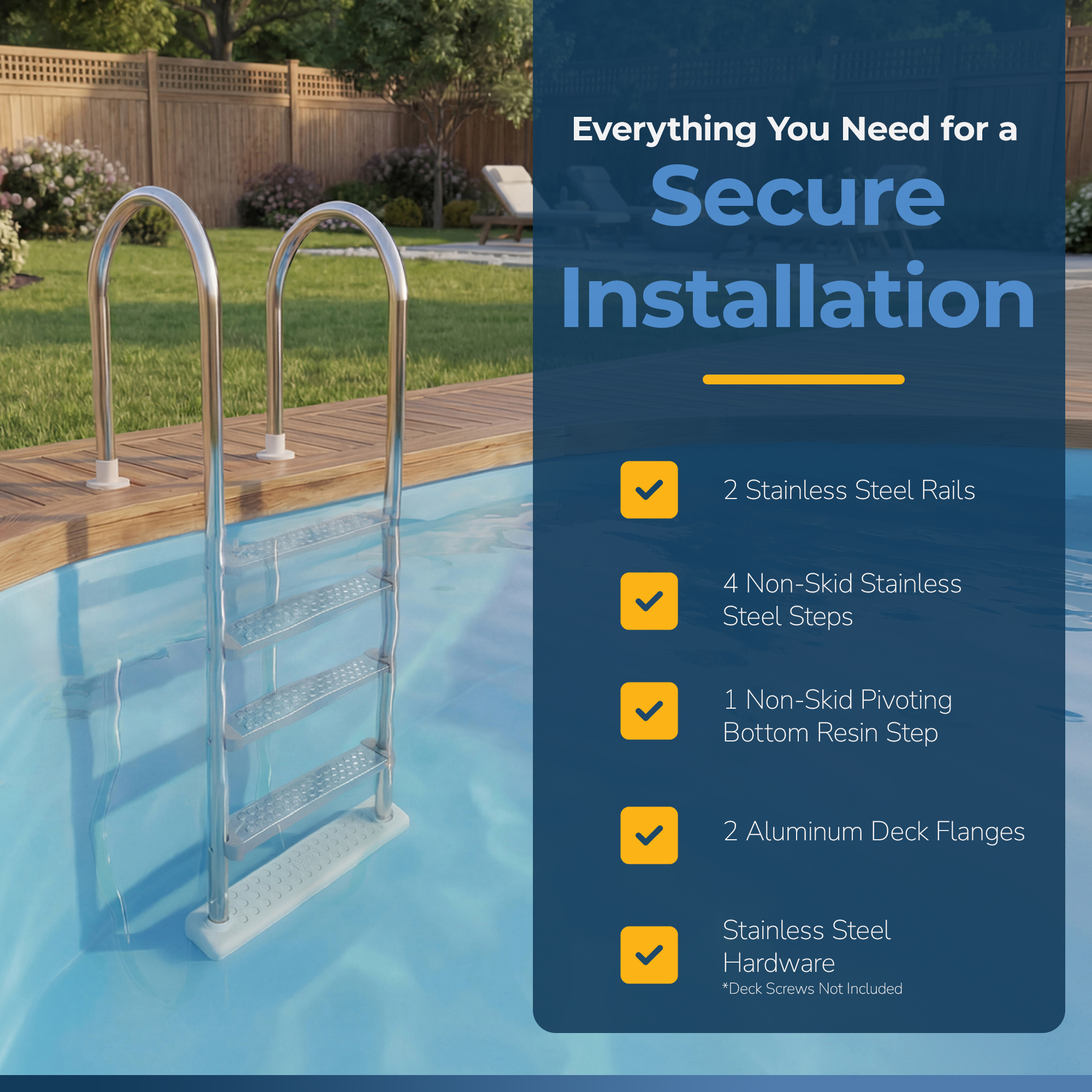 Premium Stainless Steel In-Pool Ladder for Above Ground Pools | NE1145 image 7