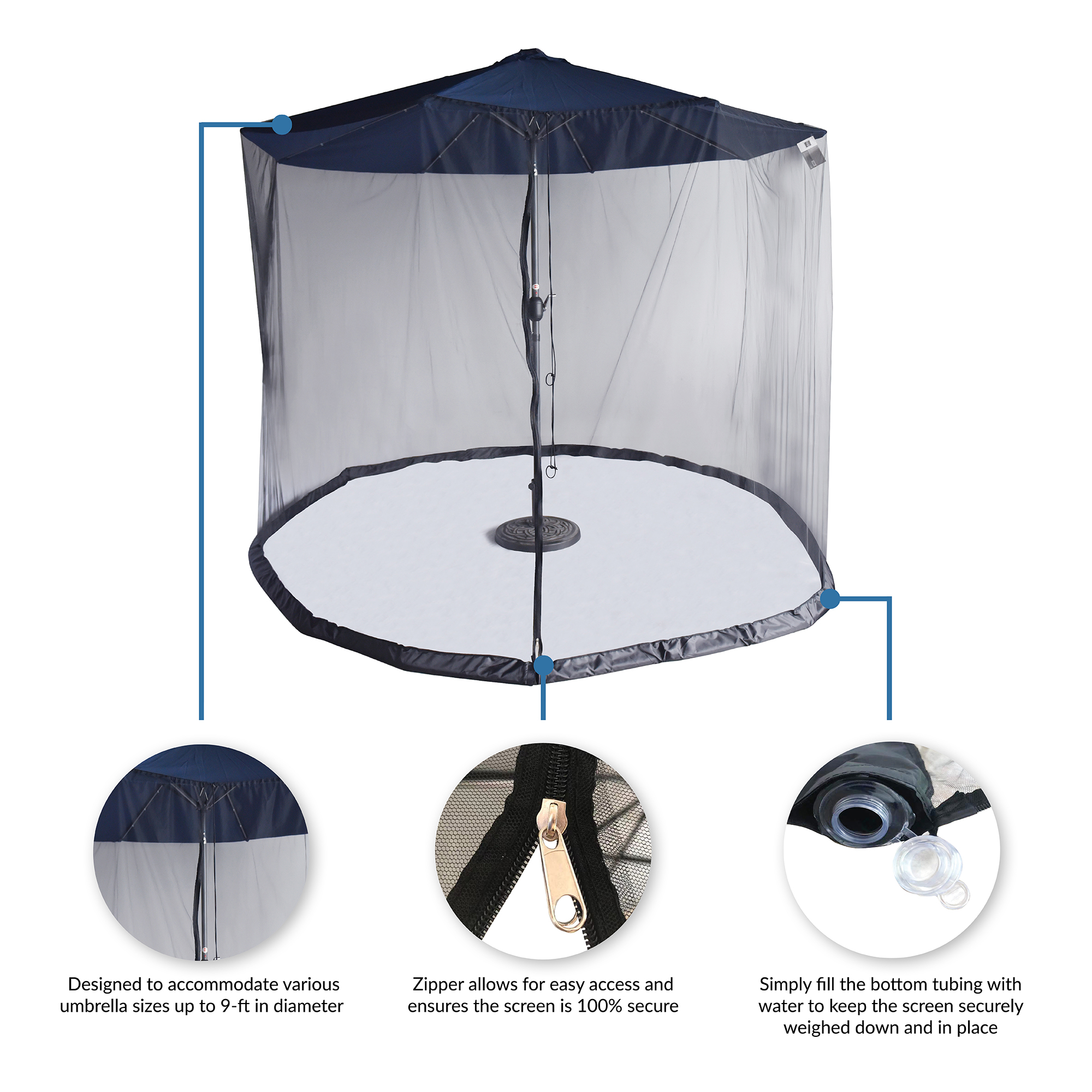 Insect Repellant All-Weather Outdoor Umbrella Bug Screen - Black | NU6893 image 3